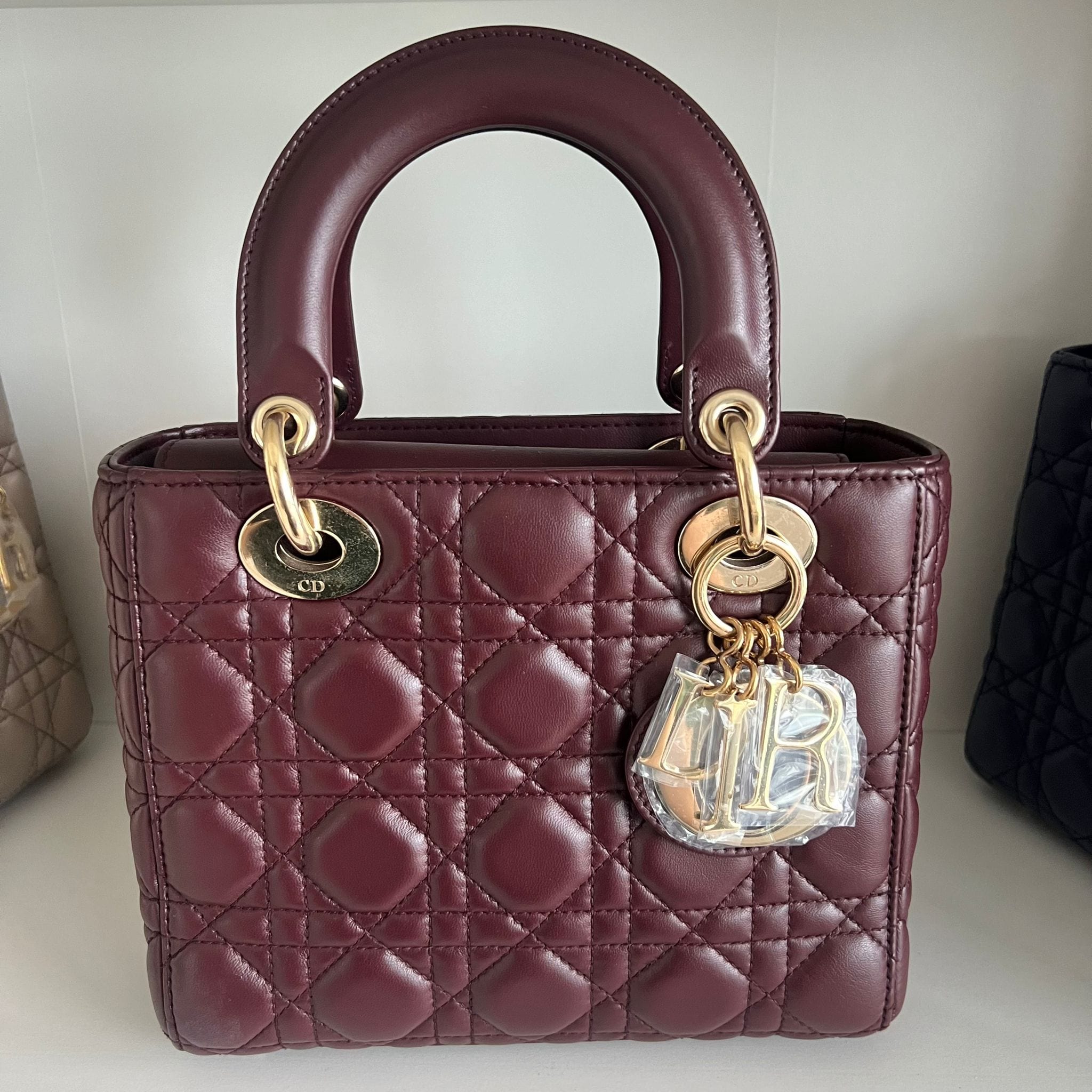 Christian Dior Christian Dior Lady Dior Small Burgundy Lambskin GHW SYCM213