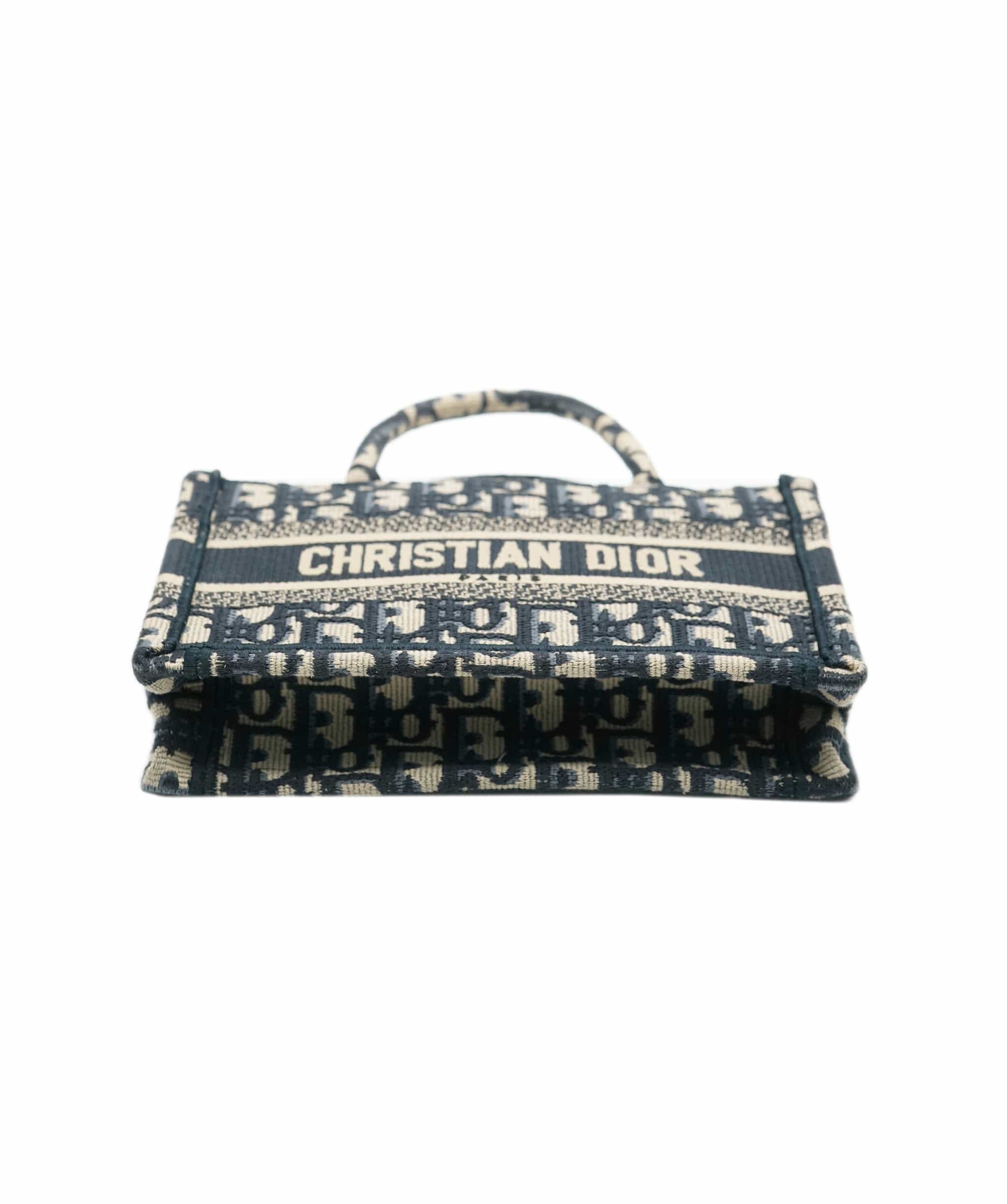 Christian Dior Christian Dior Navy Oblique Embroidered Mini Book Tote ABC0711