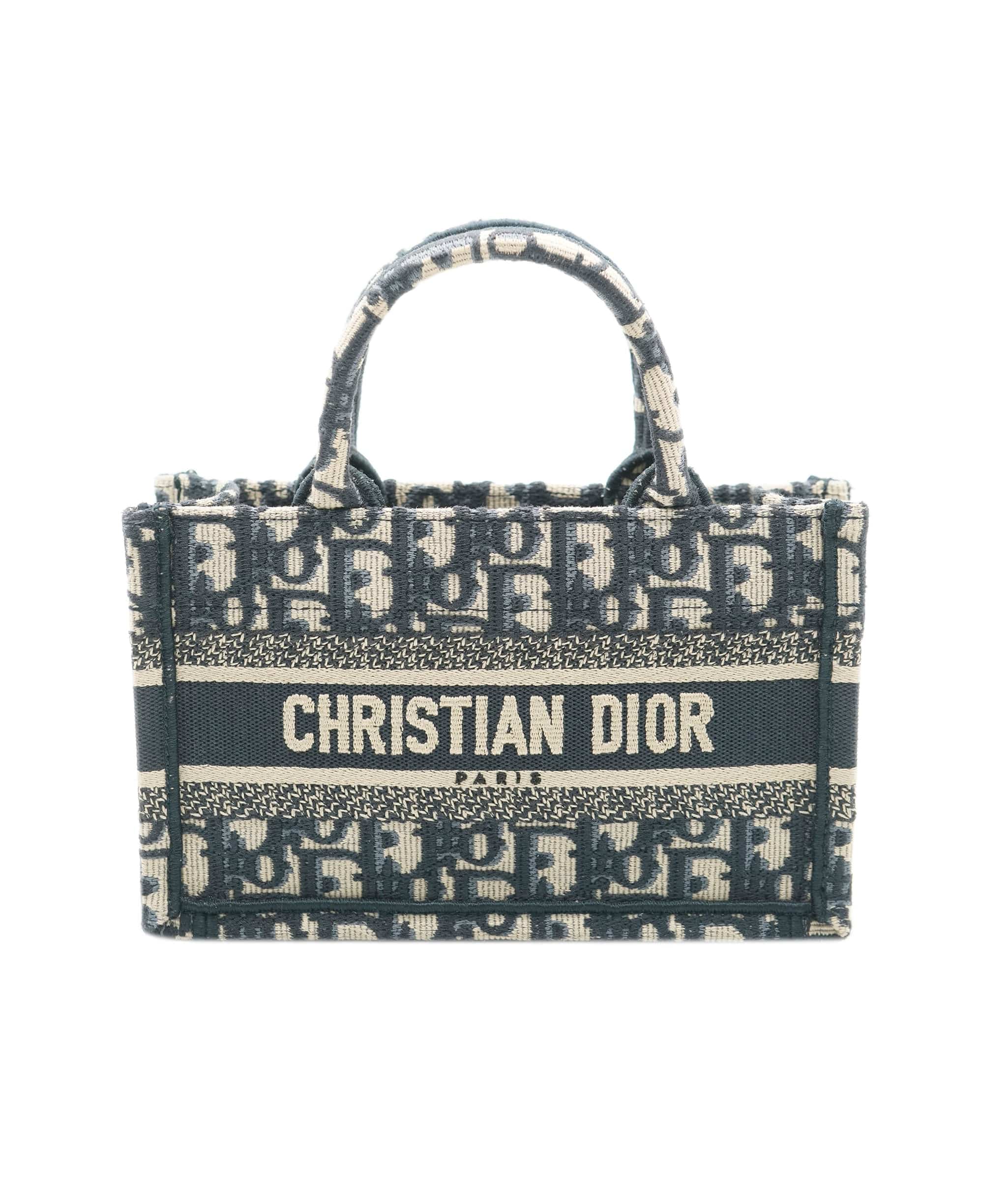 Christian Dior Christian Dior Navy Oblique Embroidered Mini Book Tote ABC0711