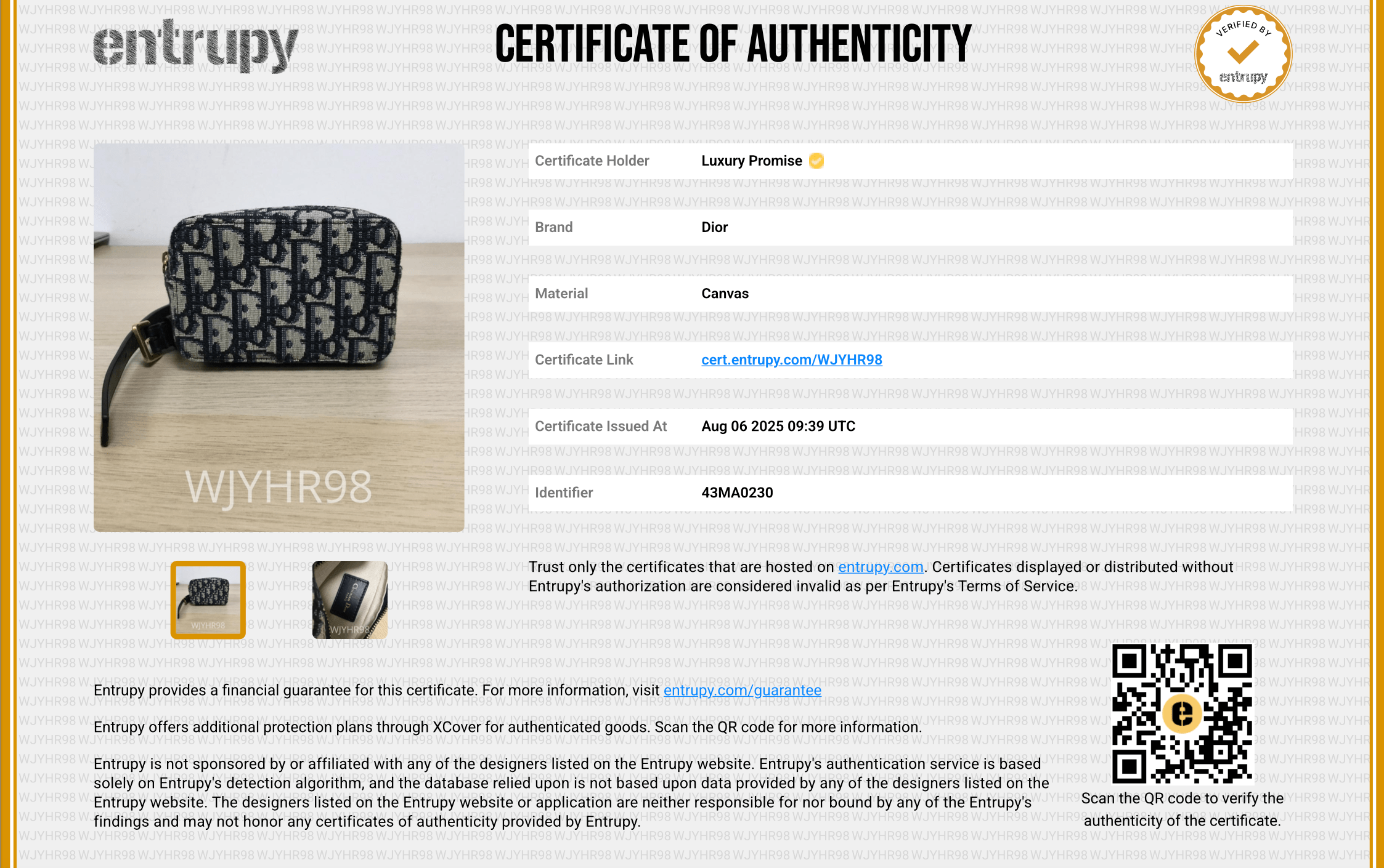 Christian Dior Christian Dior Oblique Belt Pouch Blue ALC1581