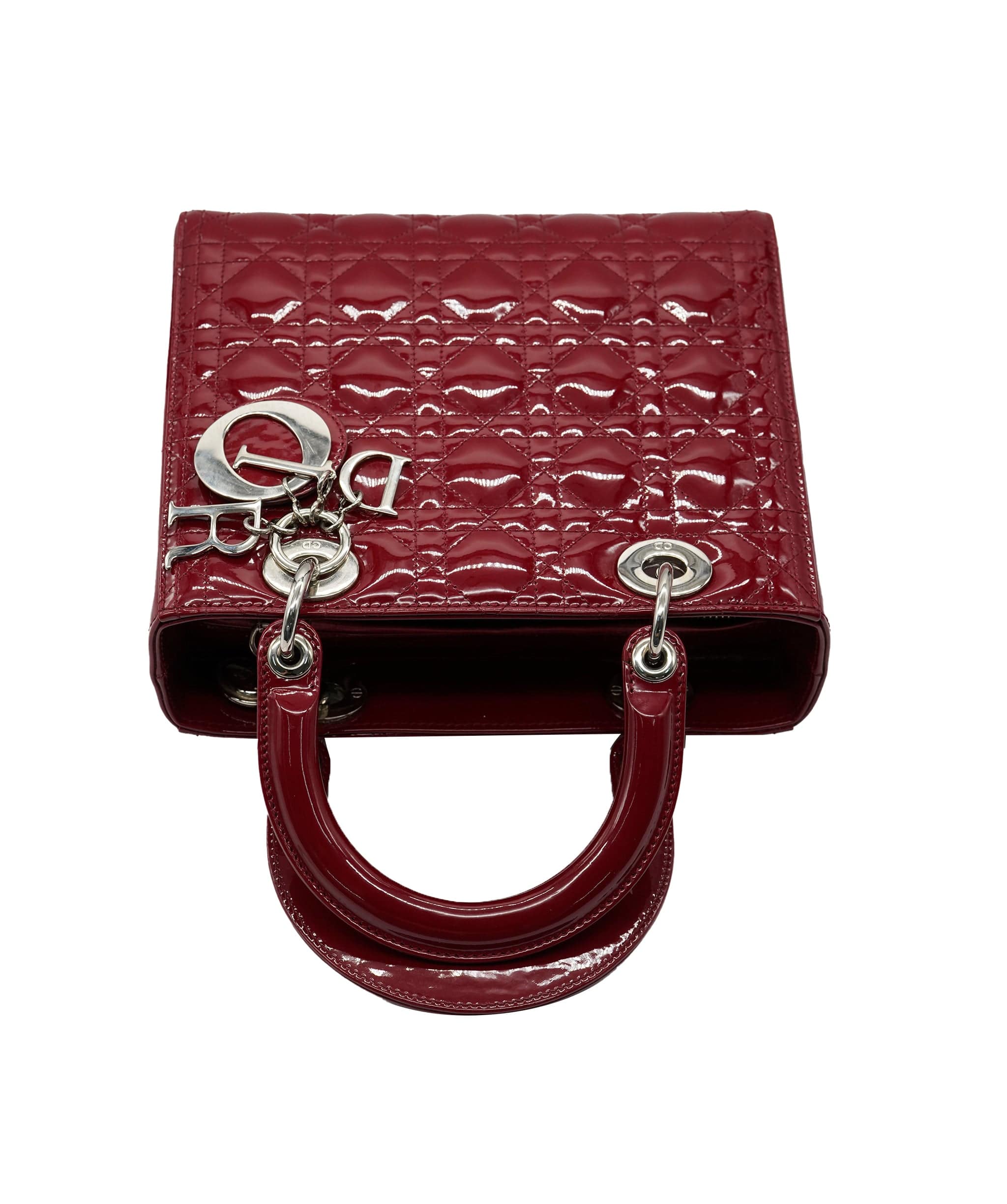 Christian Dior Christian Dior Patent Burgundy Lady Dior Bag  ALC2642