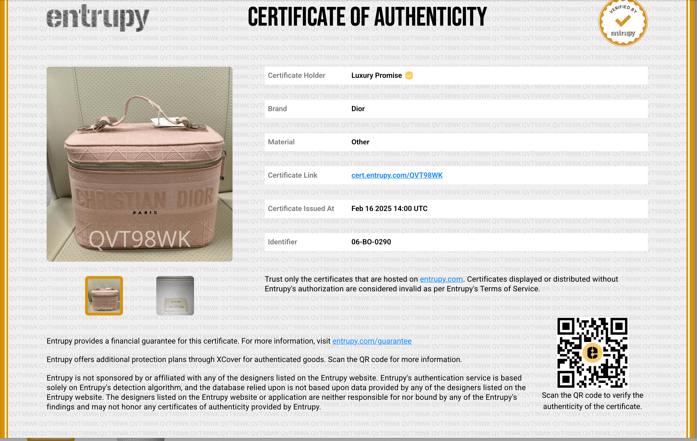 Christian Dior Christian Dior Vanity Pink D-Lite Canvas SKC1894