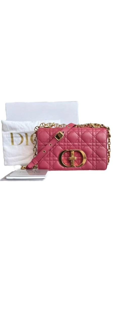 Christian Dior Dior Caro Small Flap Pink Calfskin GHW SYCM038