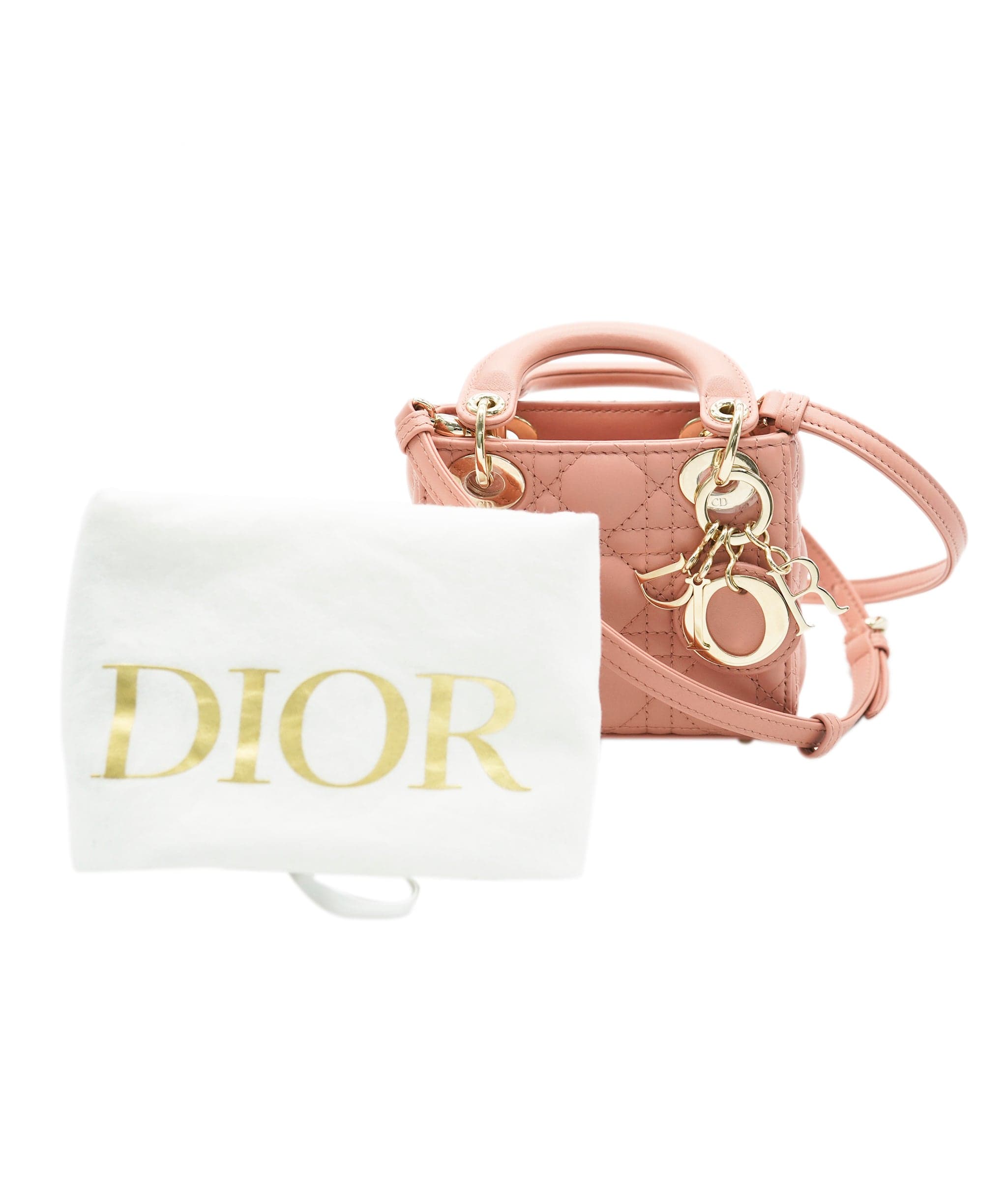 Christian Dior Dior Mini Lady Dior Blush ( dustbag, strap, card) ASC5004