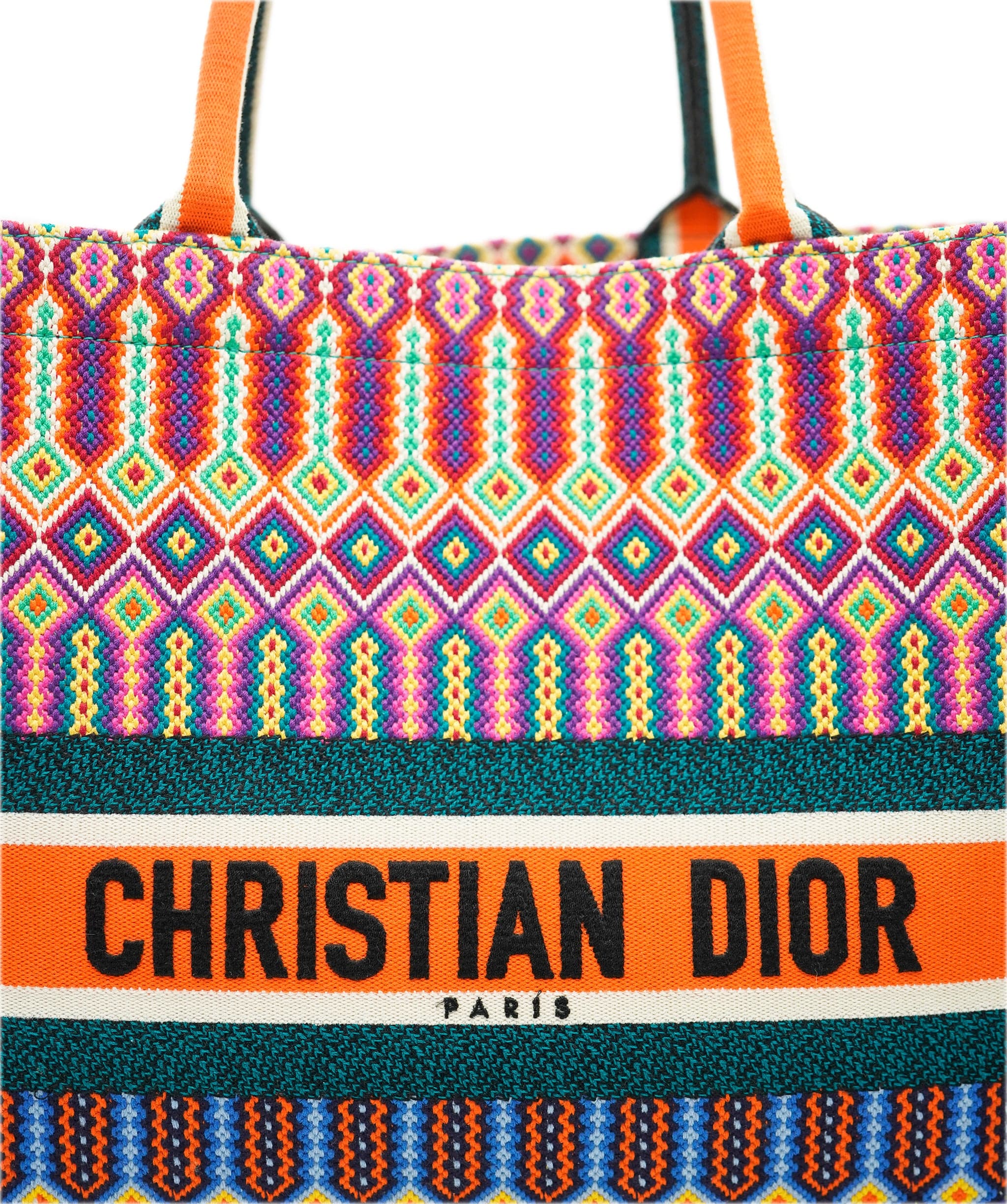 Christian Dior Dior orange mulitcoloured large book tote - AJC0785