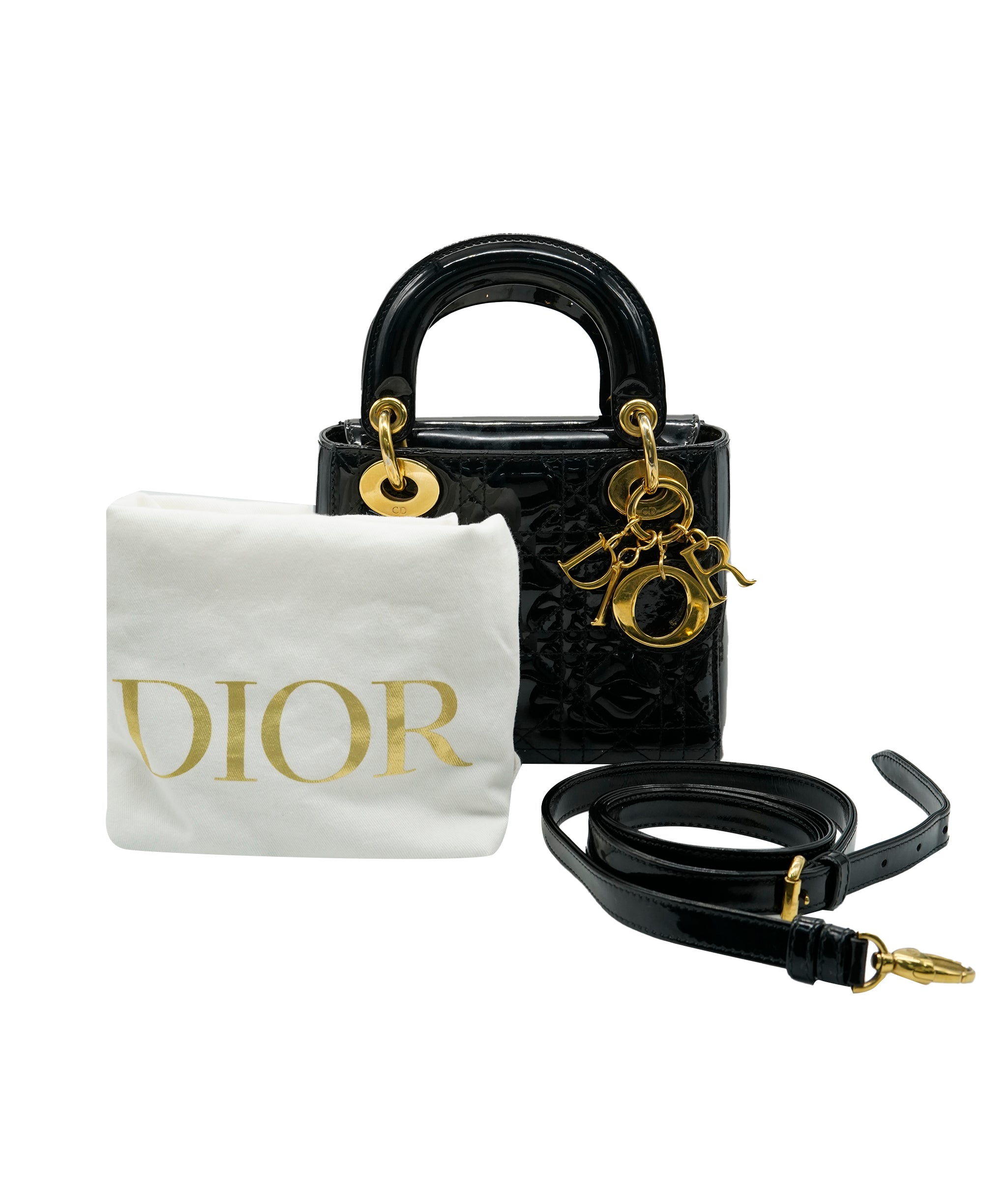 Christian Dior Lady Dior Patent Leather Bag with Strap ALC3552