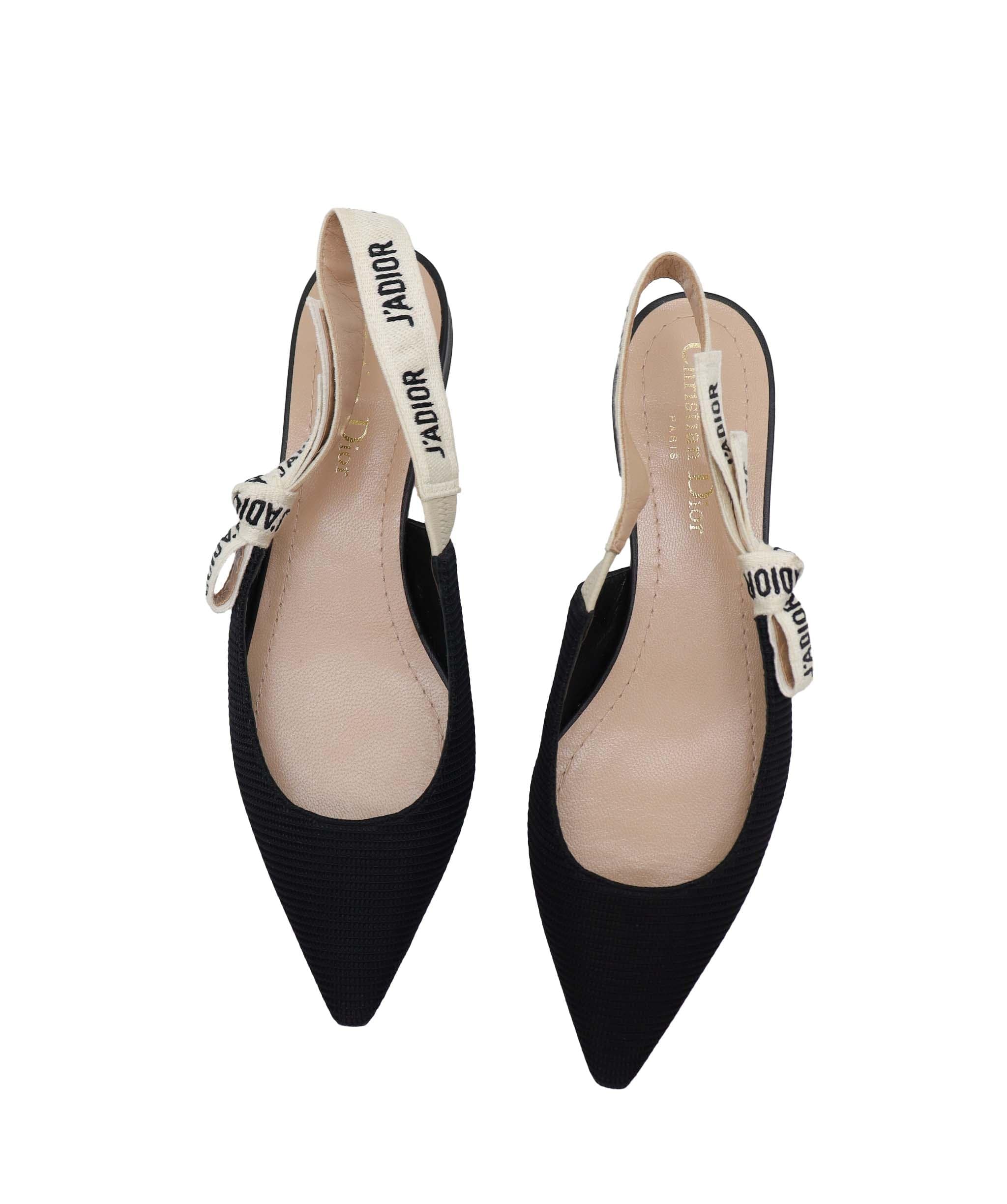 Christian Dior J'Adior Black Slingback Flat Size 36 SKC1990