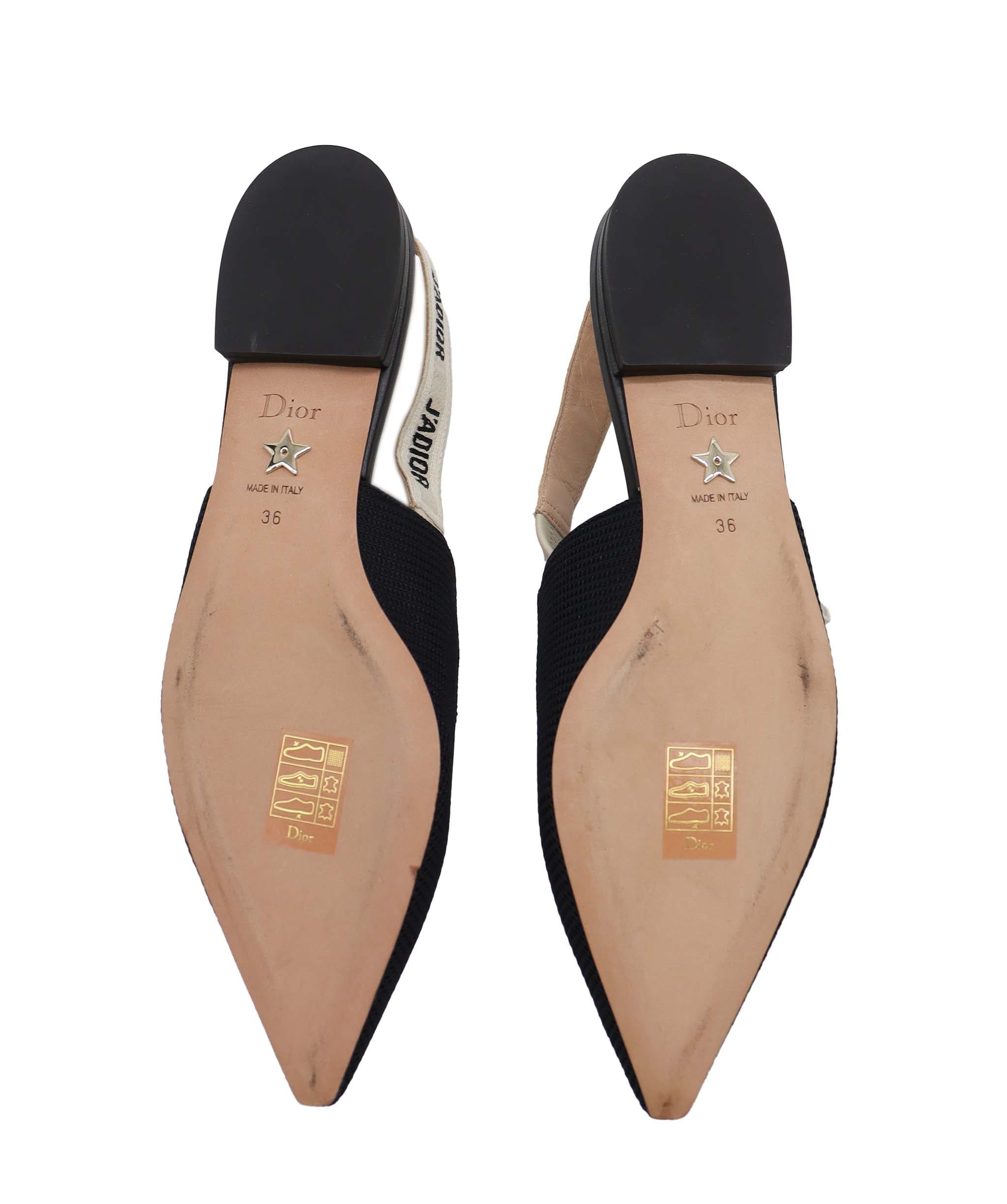 Christian Dior J'Adior Black Slingback Flat Size 36 SKC1990