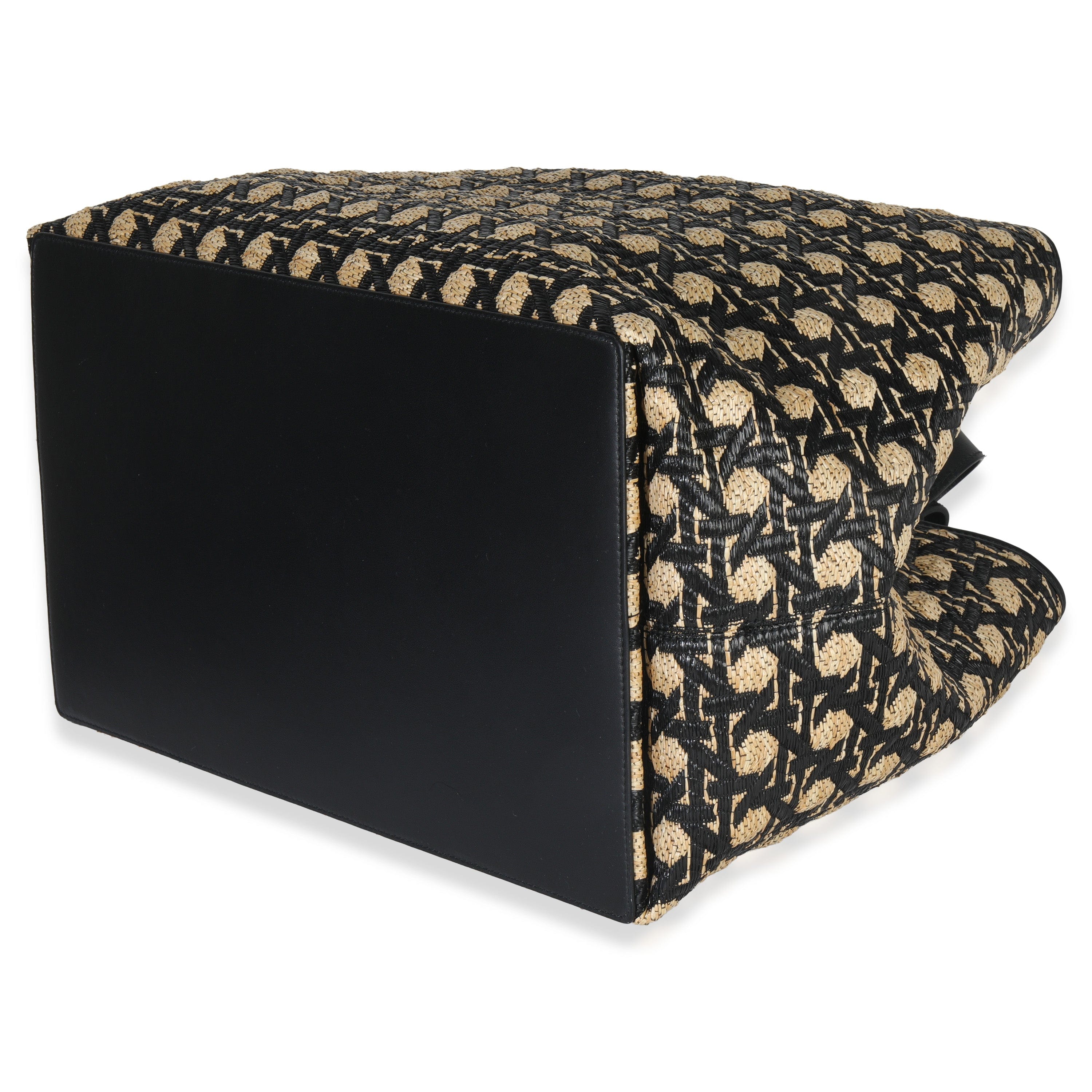 Christian Dior Beige Black Graphic Cannage Raffia Large Toujours