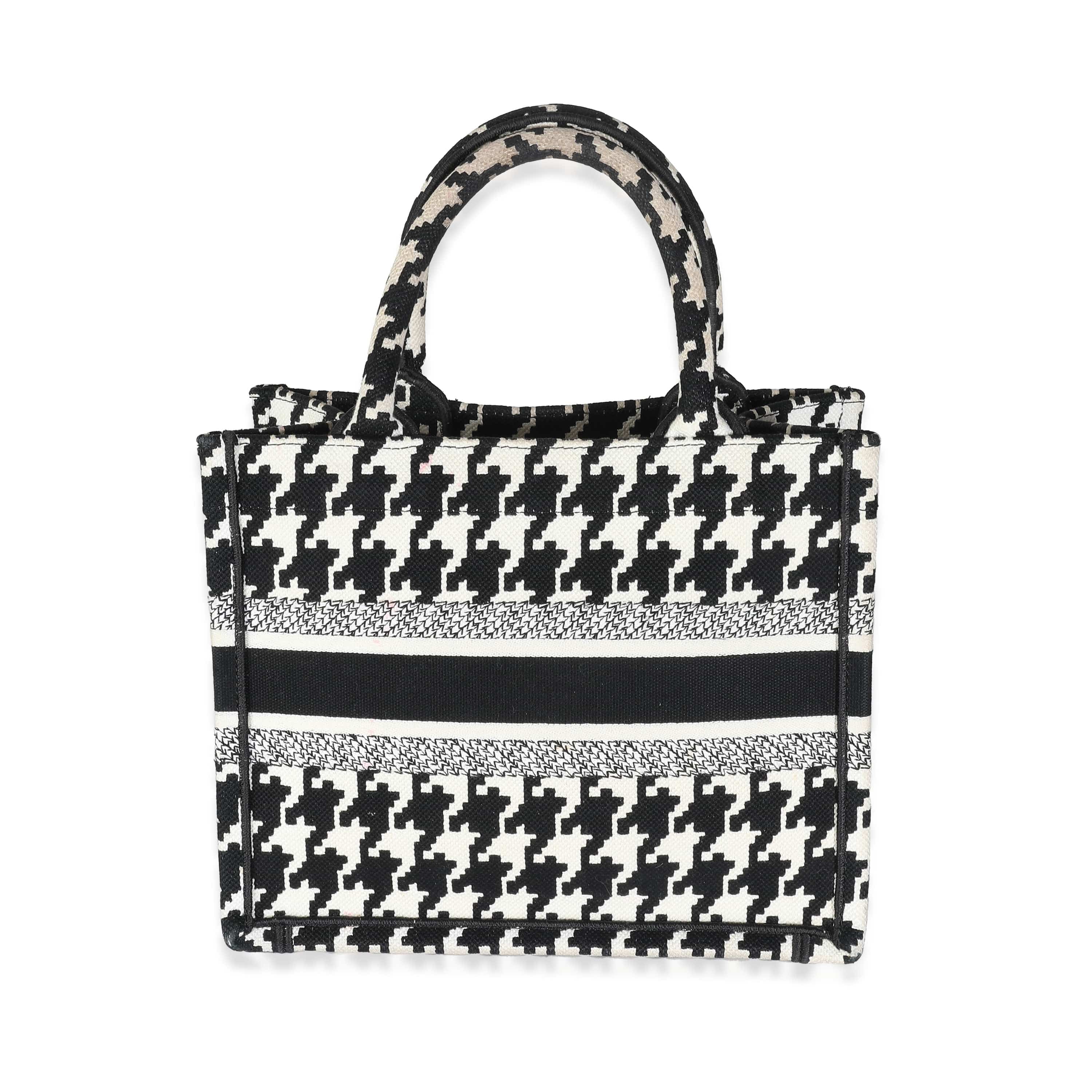 Christian Dior Black White Houndstooth Small Book Tote