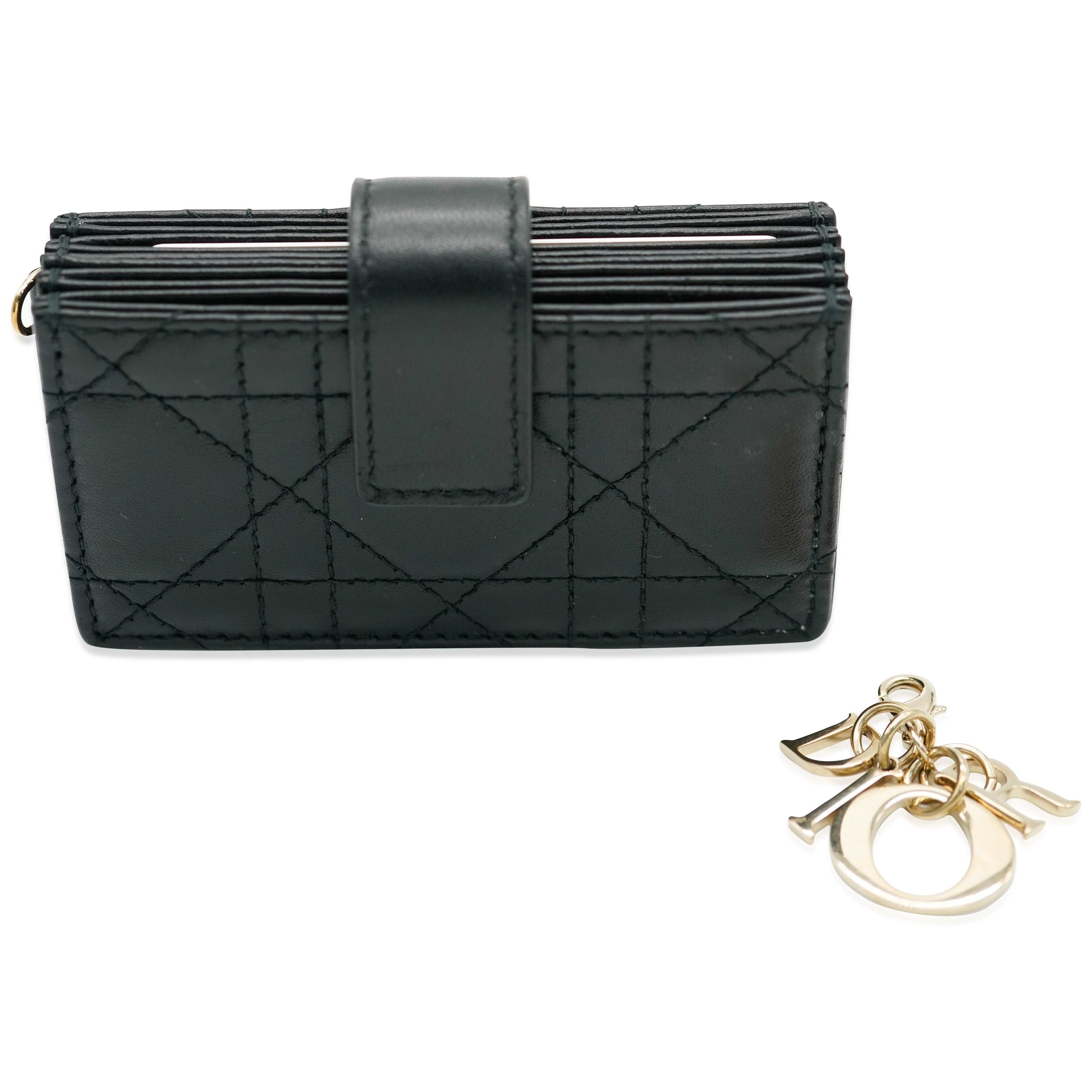 Christian Dior Christian Dior Black Cannage Lambskin Lady Dior 5-Gusset Card Holder