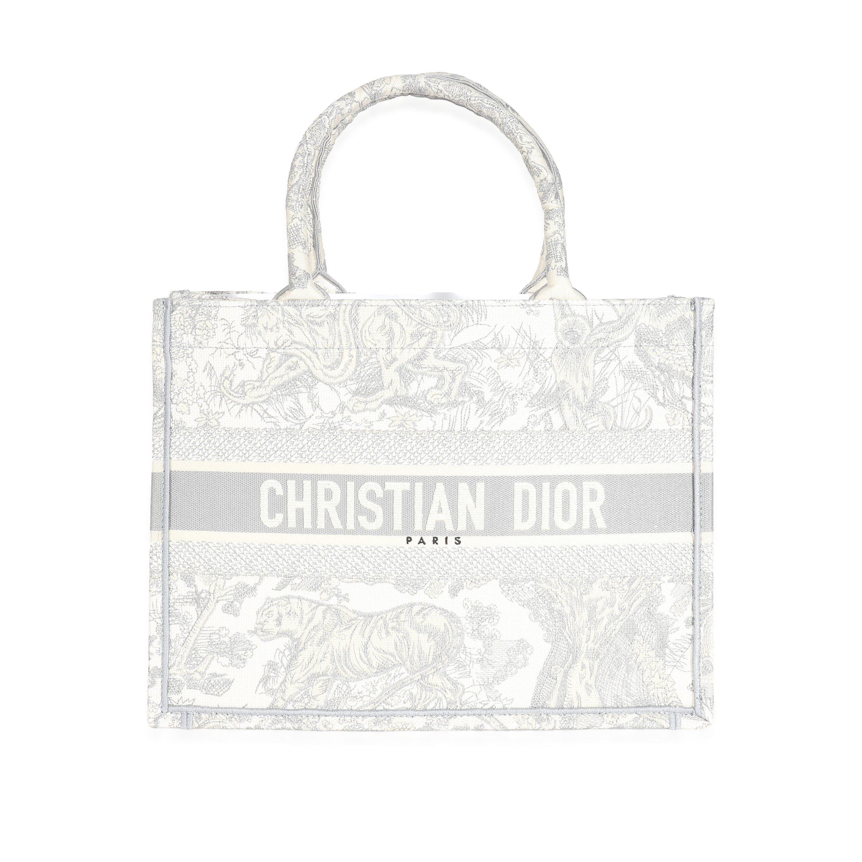 Christian Dior Ecru Gray Toile De Jouy Embroidery Medium Book Tote ...