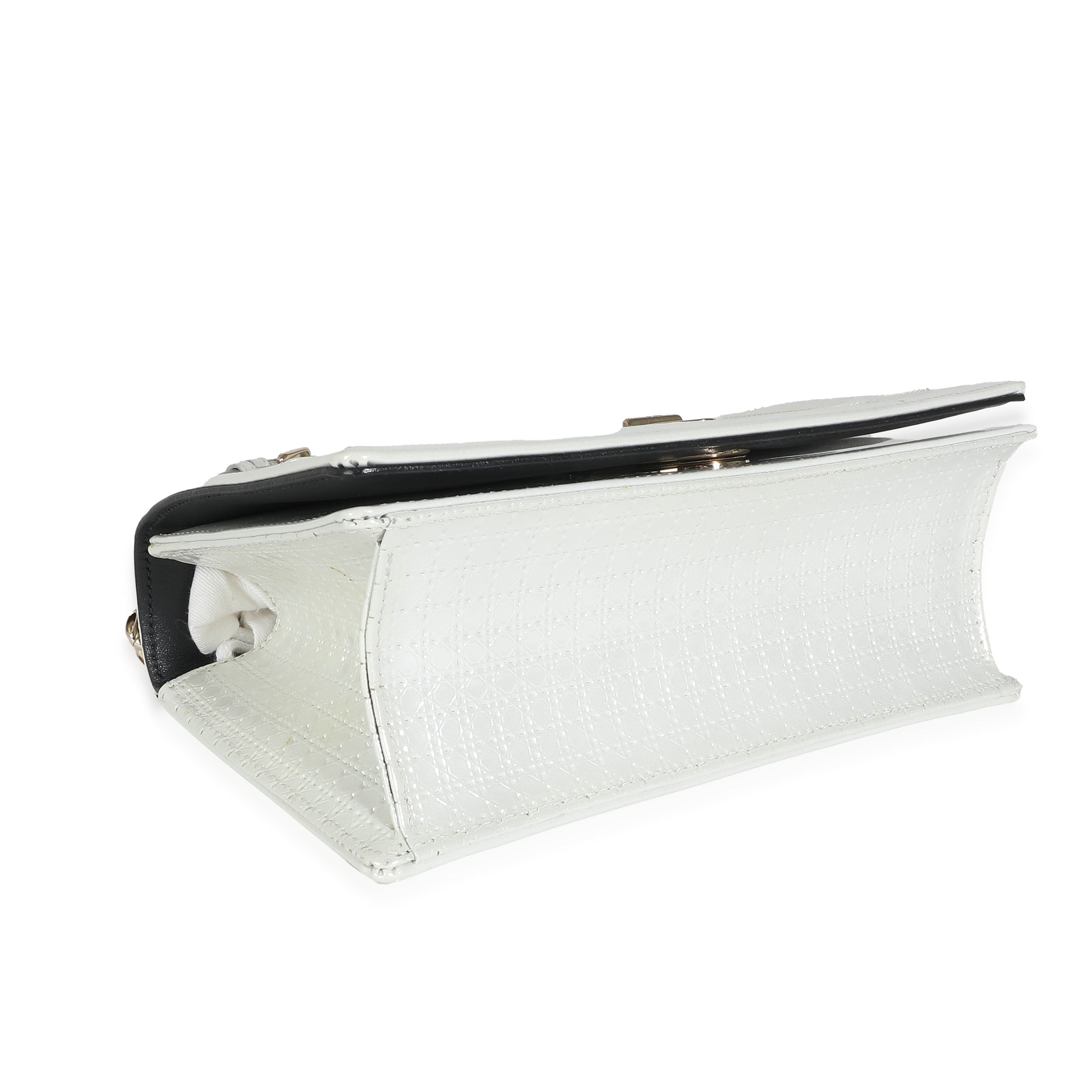 Christian Dior Christian Dior White Micro Cannage Patent Small Diorama Flap Bag