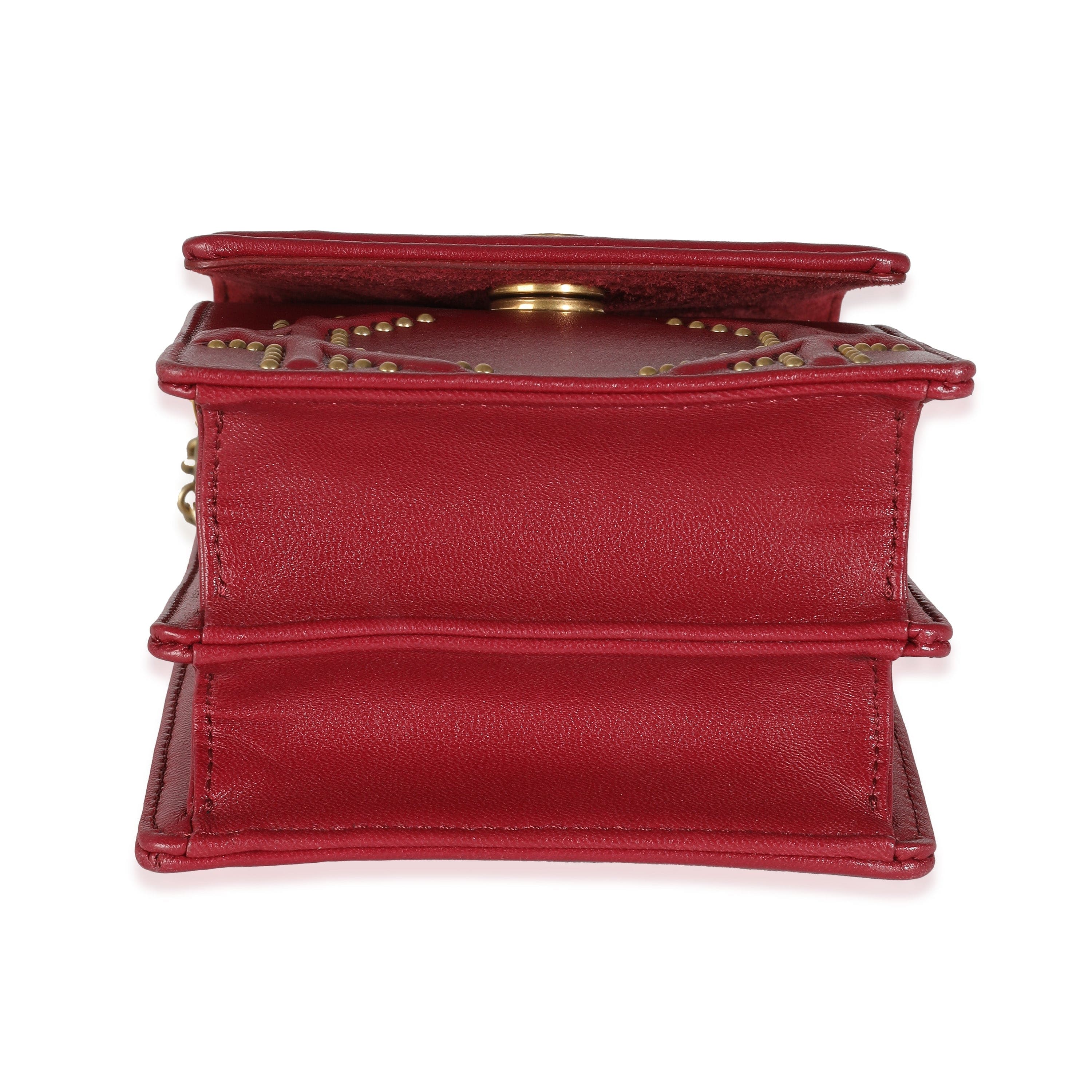 Christian Dior Dior Red Leather Studded Diorama Vertical Clutch On Chain