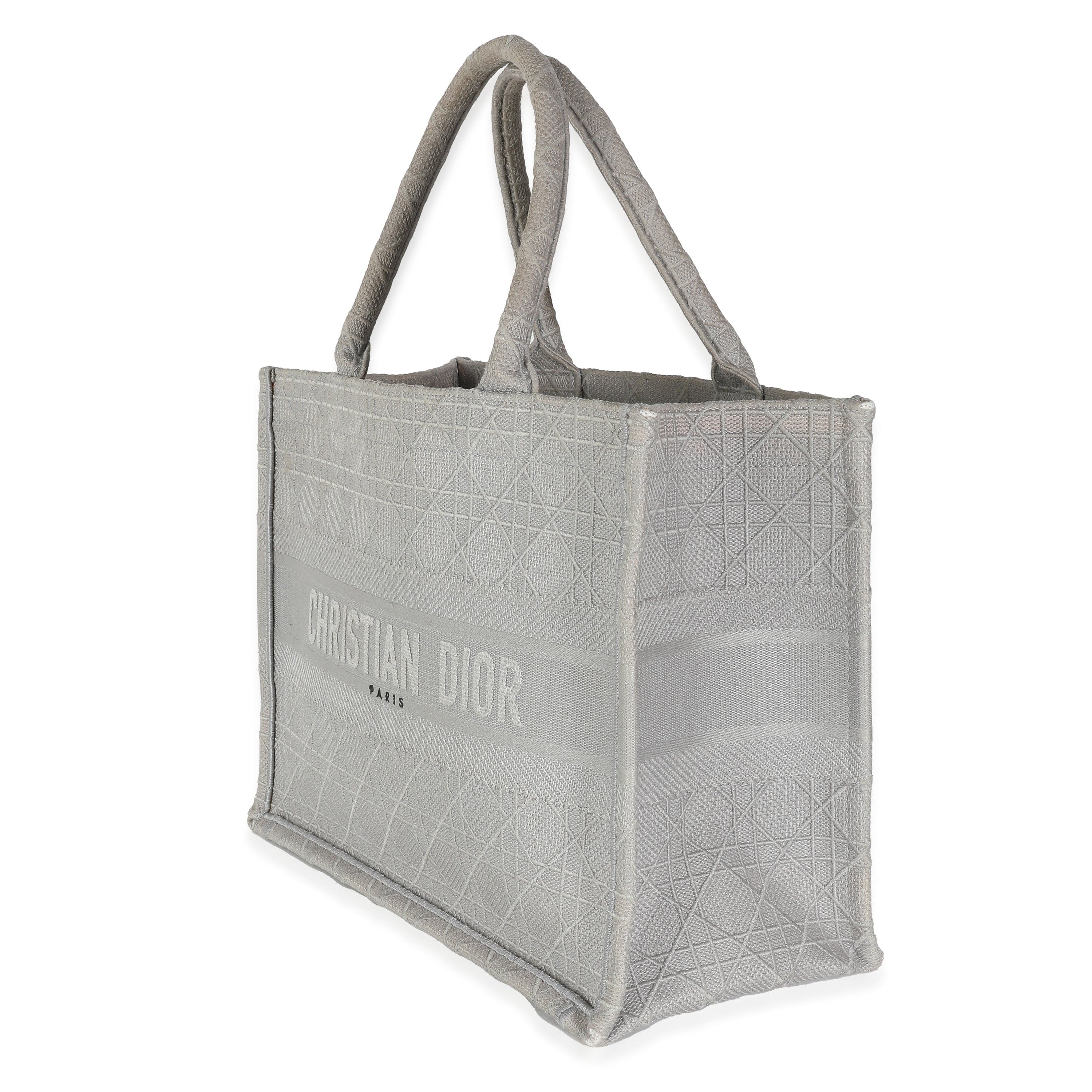 Christian Dior Grey Canvas Cannage Medium Book Tote