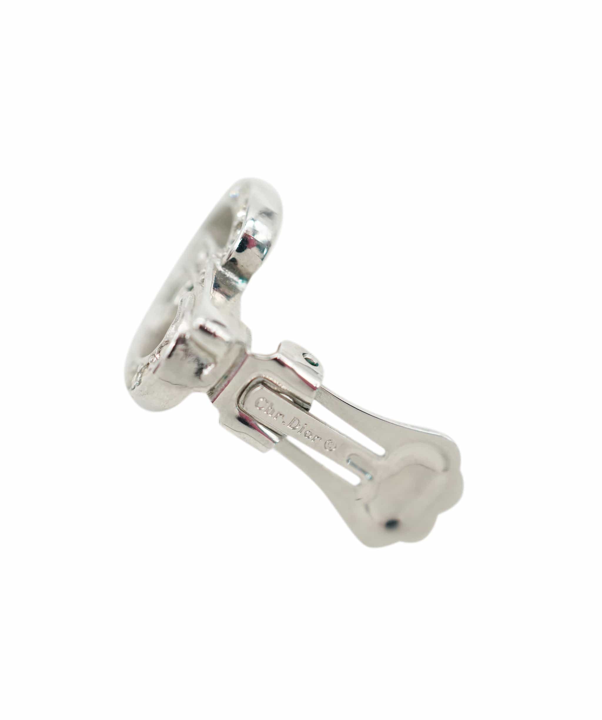 Christian Dior Dior CD silver crystal clip ons - AJC0805