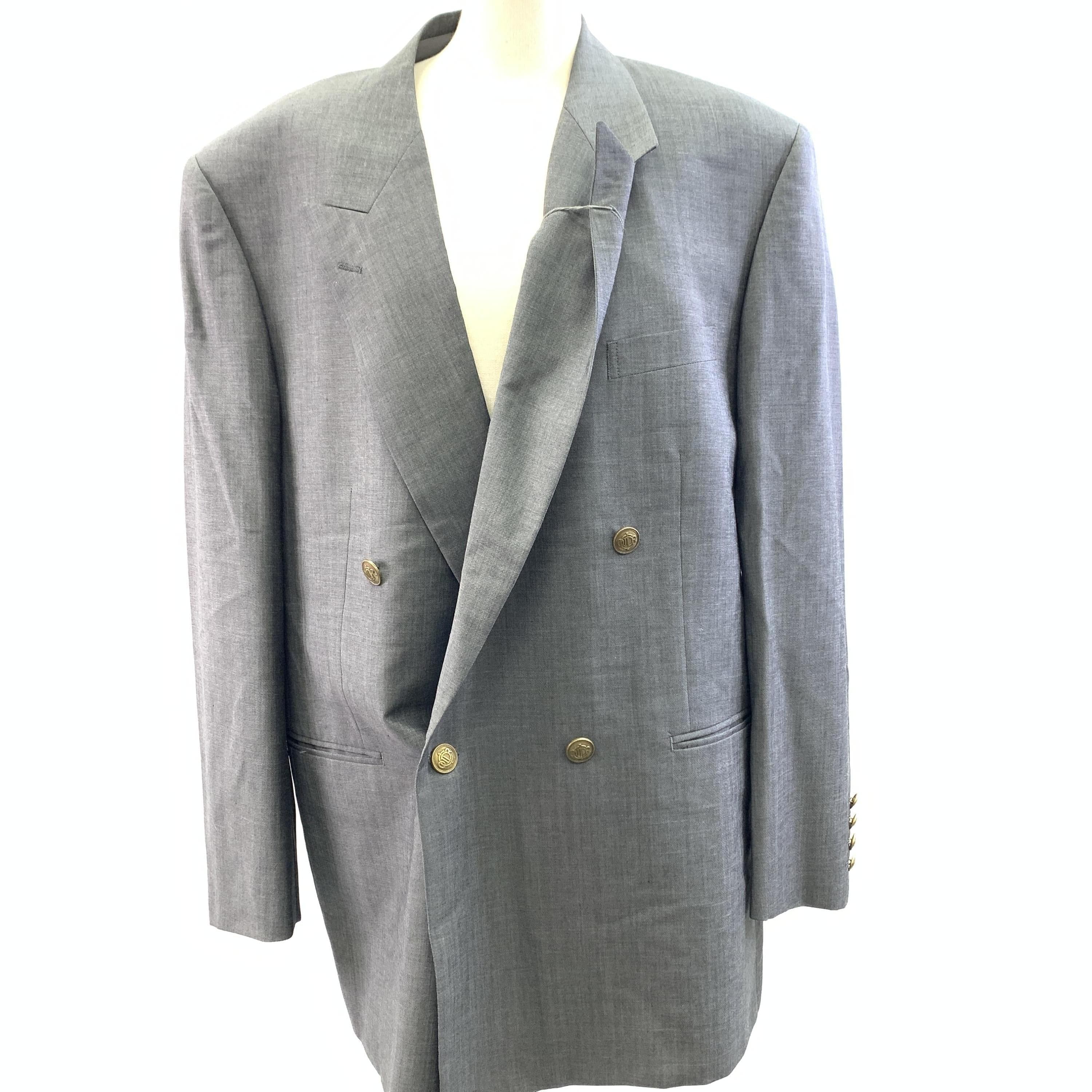 Christian Dior Christian Dior Double-Breasted Gray Wool Blazer, Size: M-L C327489