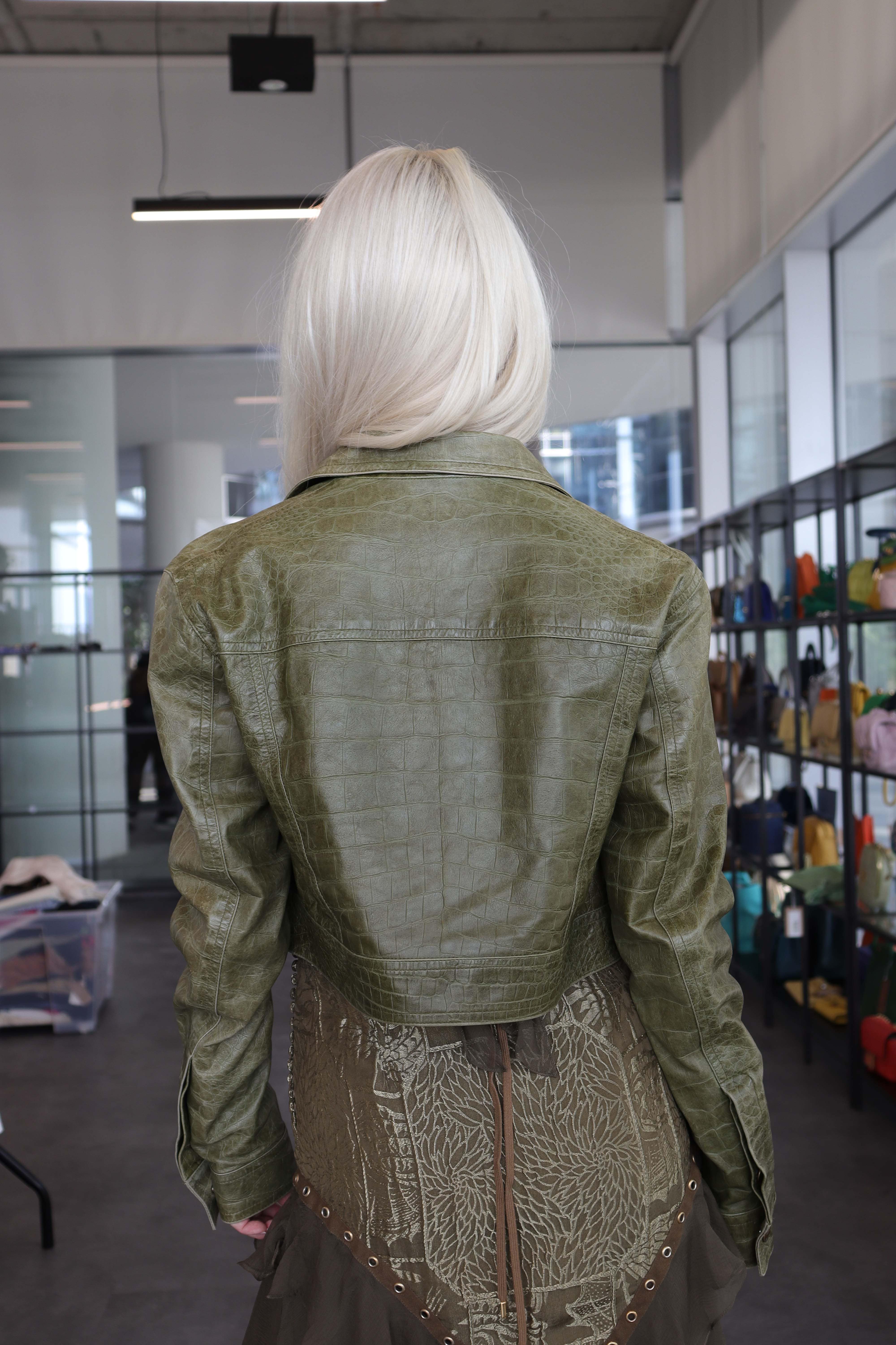 Dior Leather Cropped Jacket Green DXBS1855 – Luxury Promise