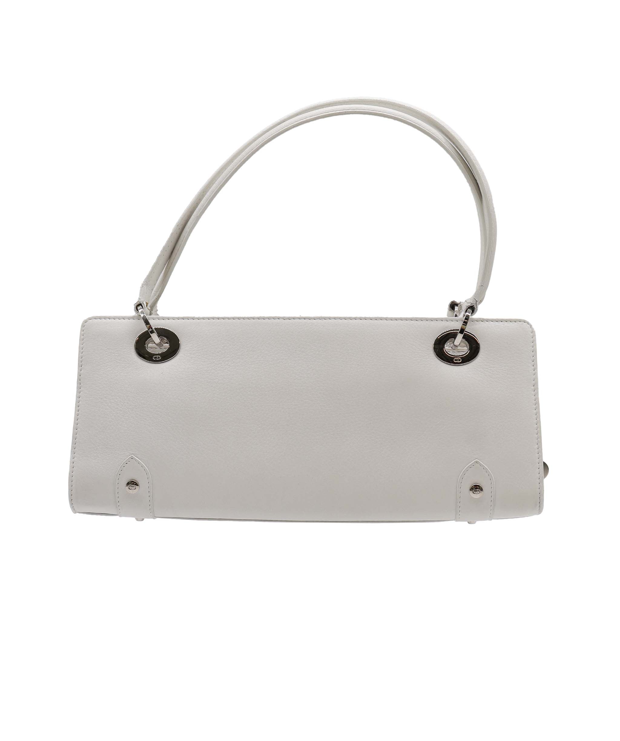 Christian Dior Dior Logo Charm Handbag White Leather - DXBS1827