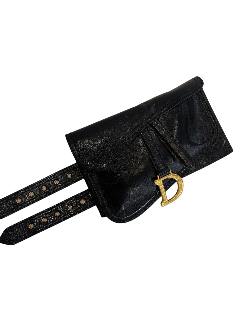 Christian Dior Dior Saddle Black Belt with Pouch