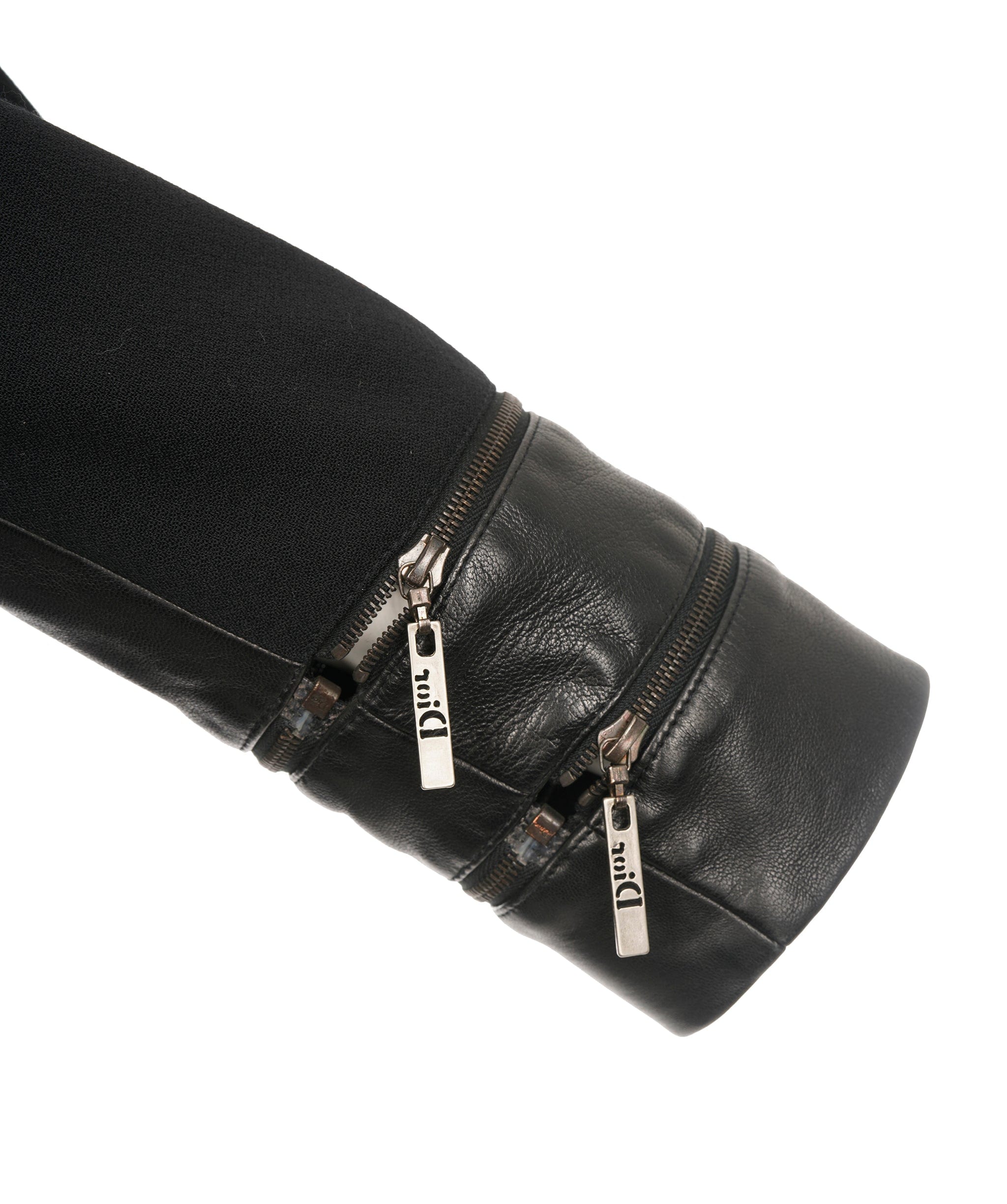 Christian Dior Christian Dior black wool and leather suit AGC2628