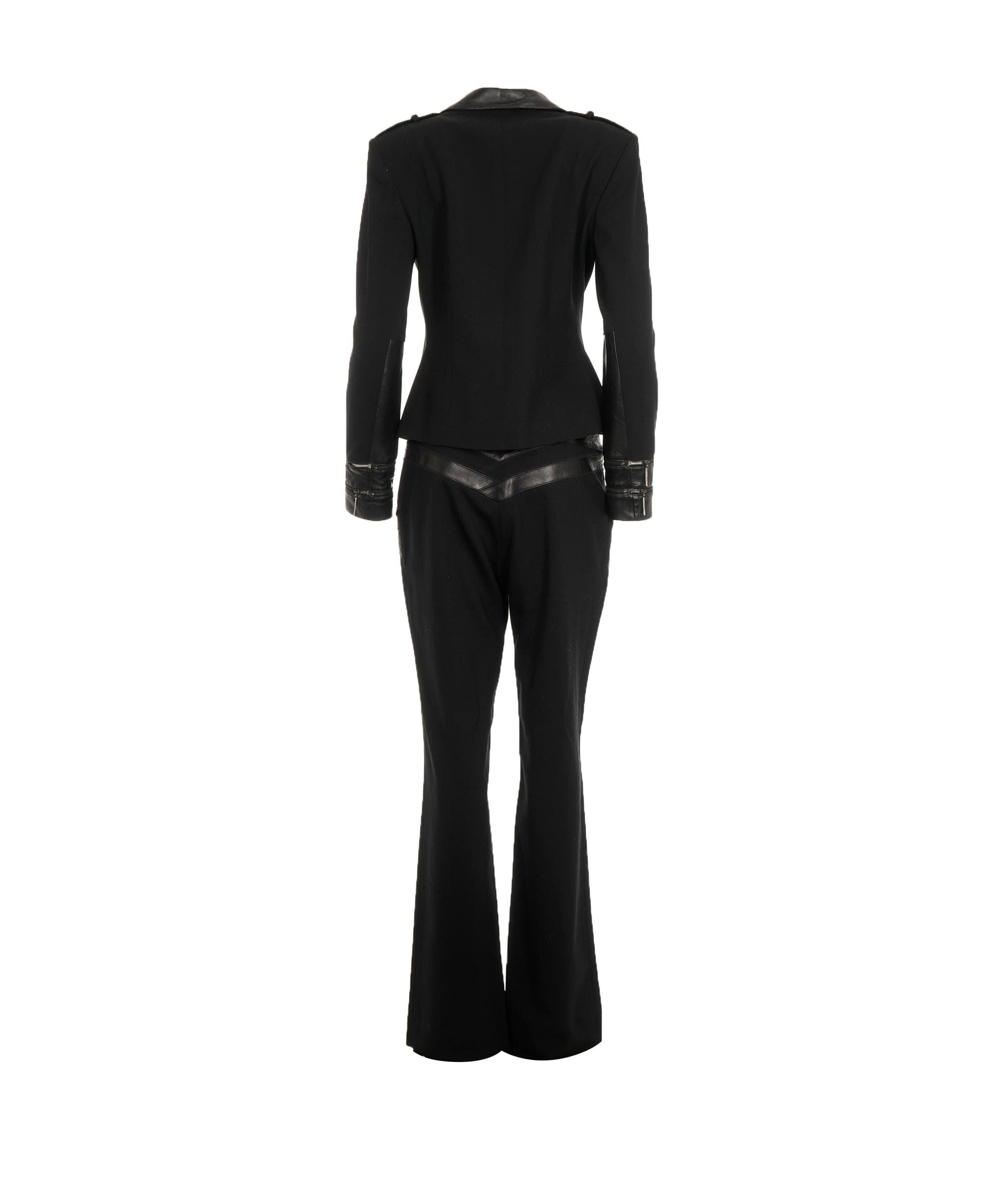 Christian Dior Christian Dior black wool and leather suit AGC2628