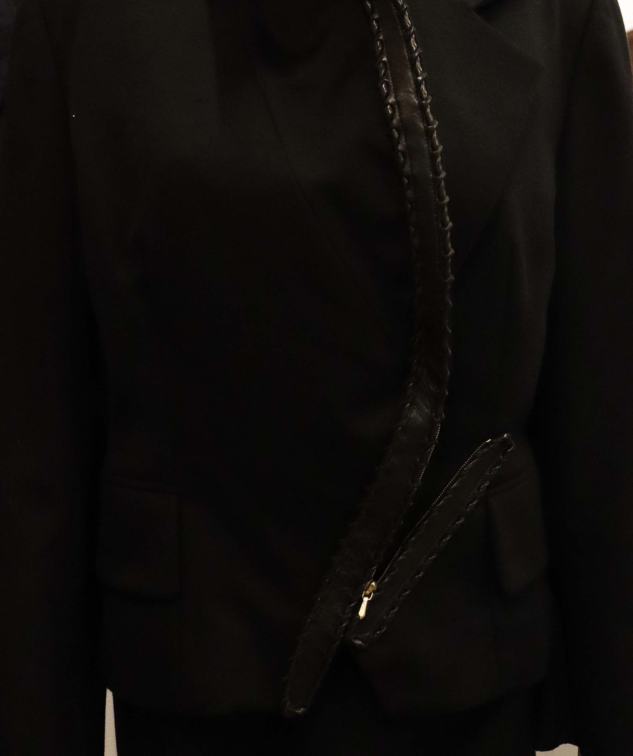 Christian Dior Christian Dior black wool suit leather closure AGC2607