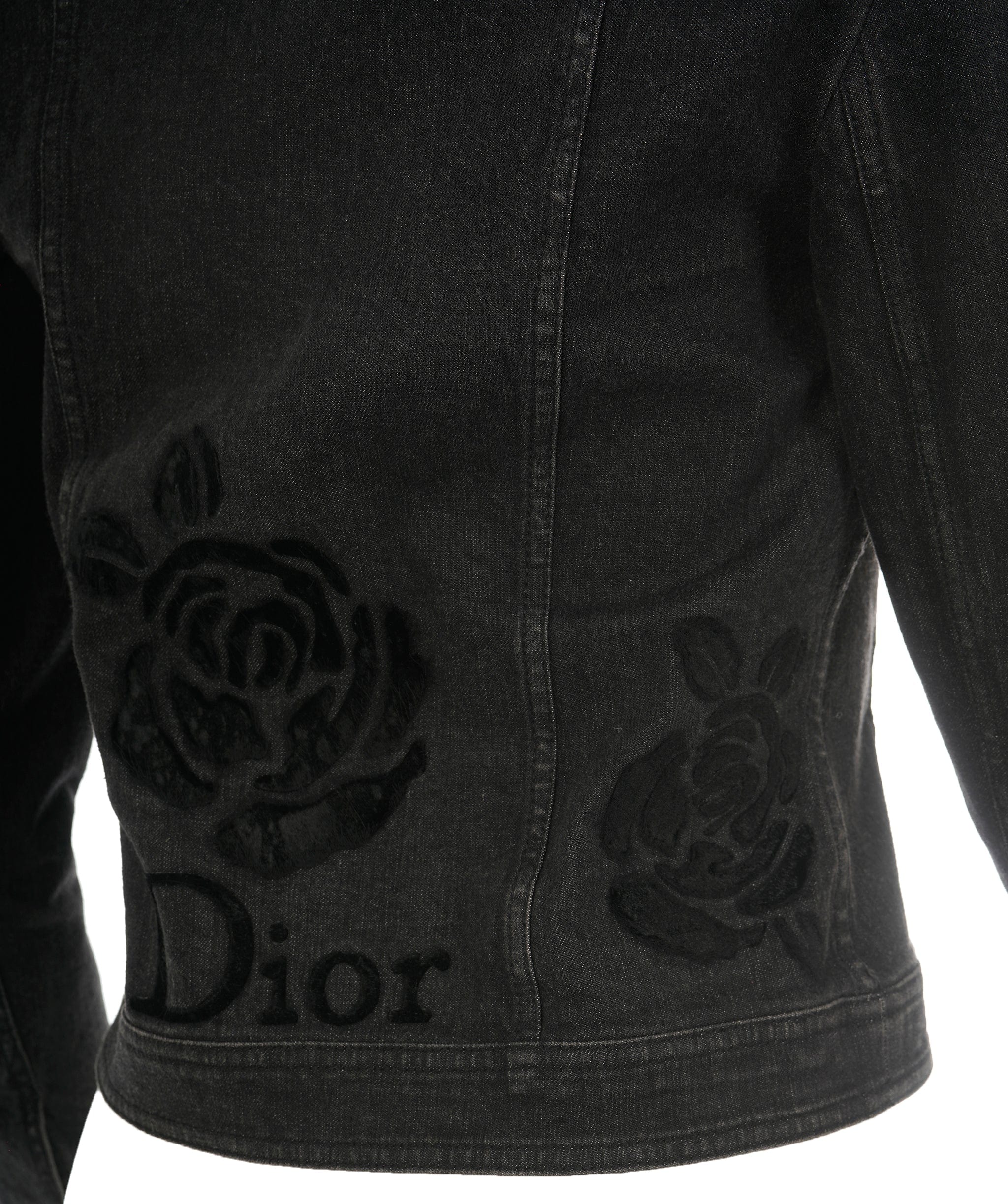 Christian Dior Christian Dior by John Galliano 2006 Black Floral Motif Denim Jacket ALC1836