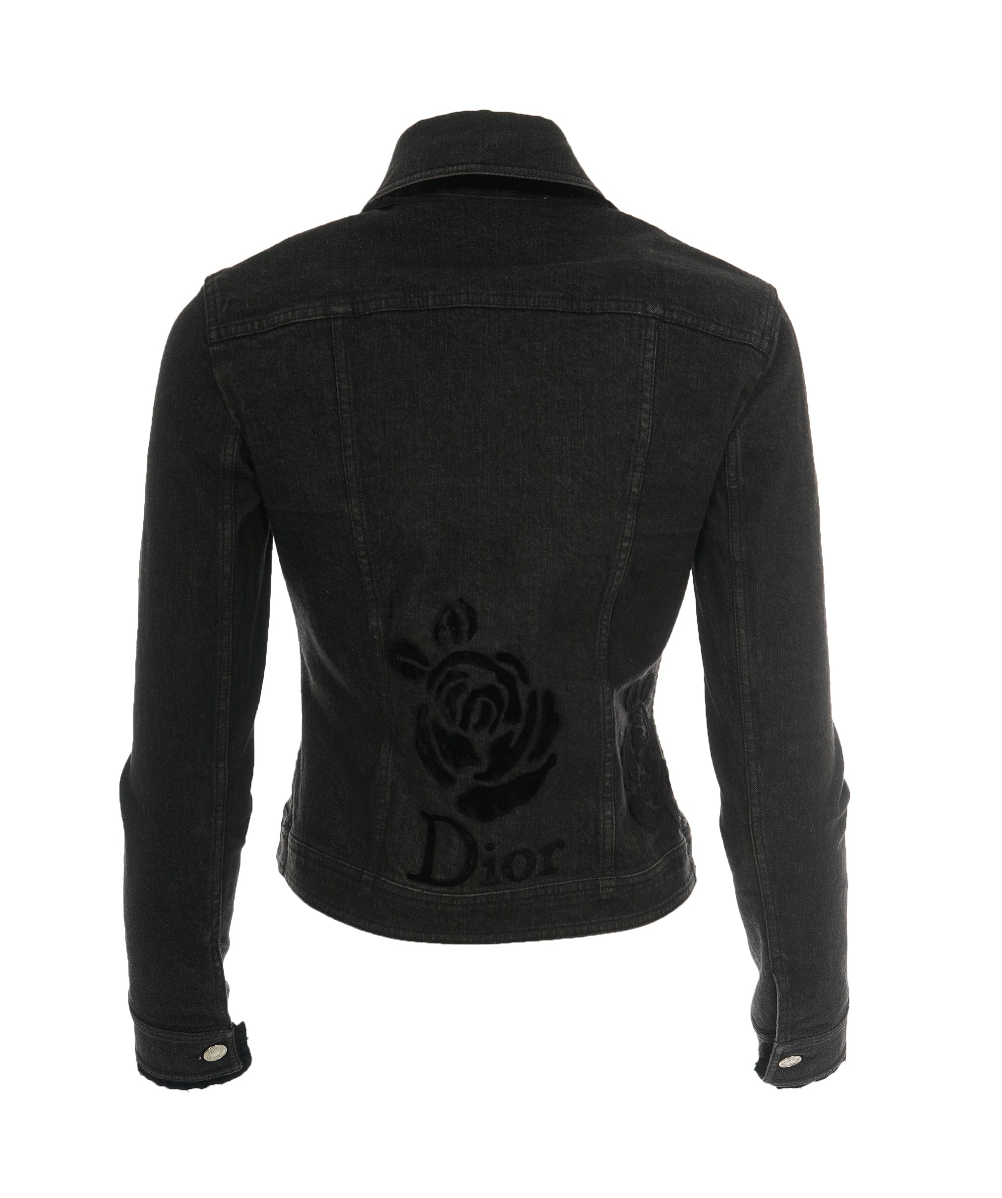 Christian Dior Christian Dior by John Galliano 2006 Black Floral Motif Denim Jacket ALC1836