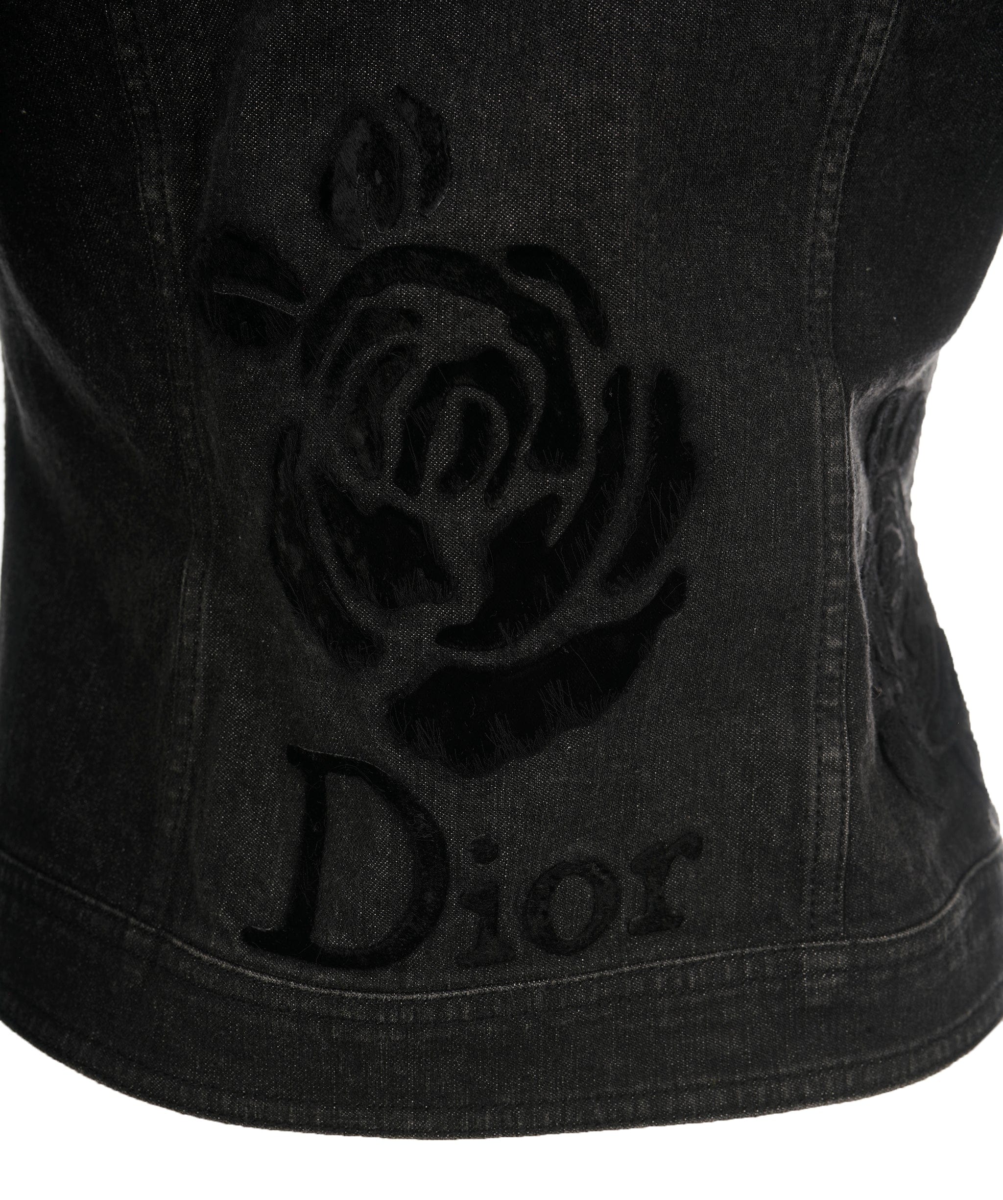 Christian Dior Christian Dior by John Galliano 2006 Black Floral Motif Denim Jacket ALC1836