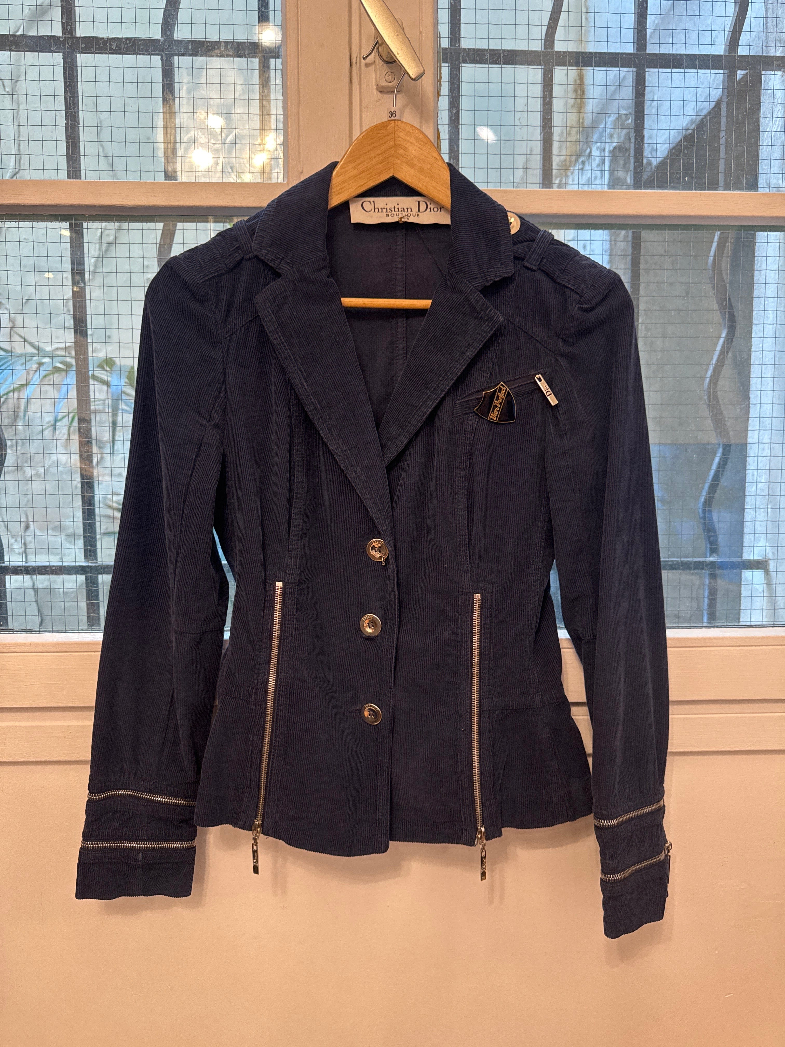 Christian Dior Christian Dior corduroy blue jacket AGC2601