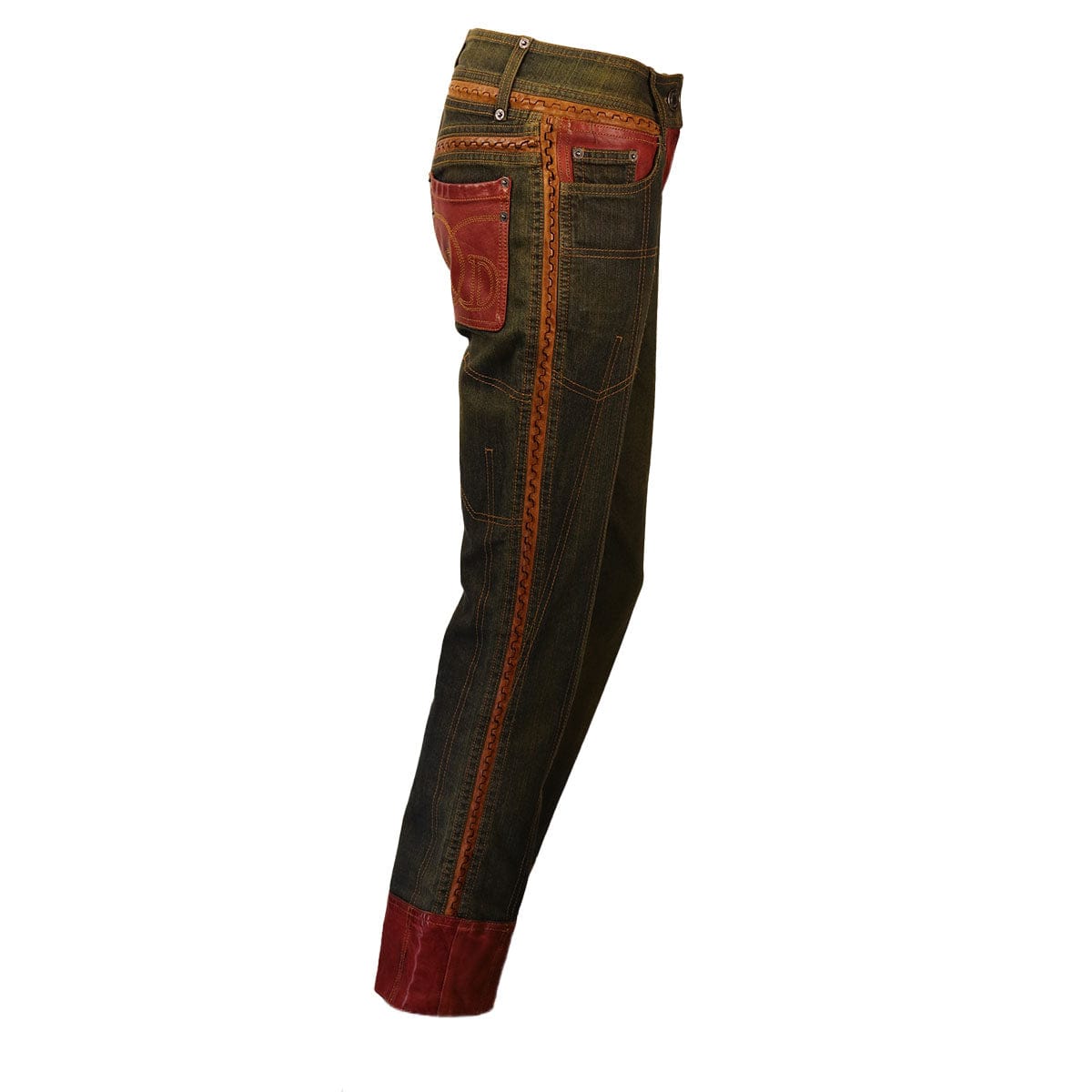 Christian Dior CHRISTIAN DIOR Denim pants with red leather details AGC2254
