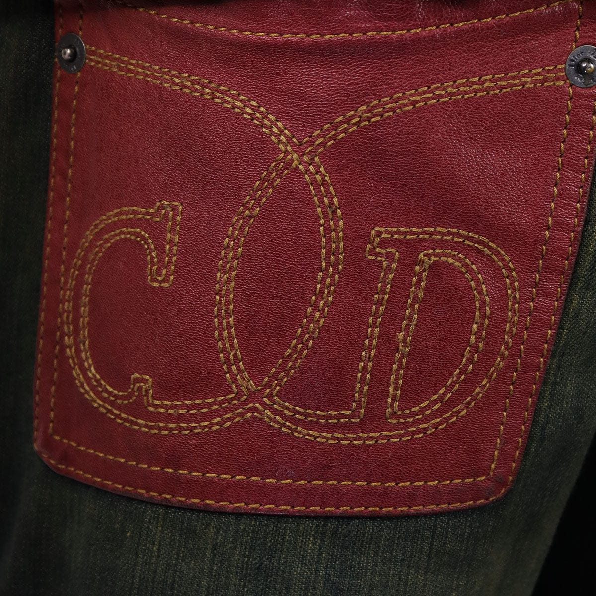 Christian Dior CHRISTIAN DIOR Denim pants with red leather details AGC2254