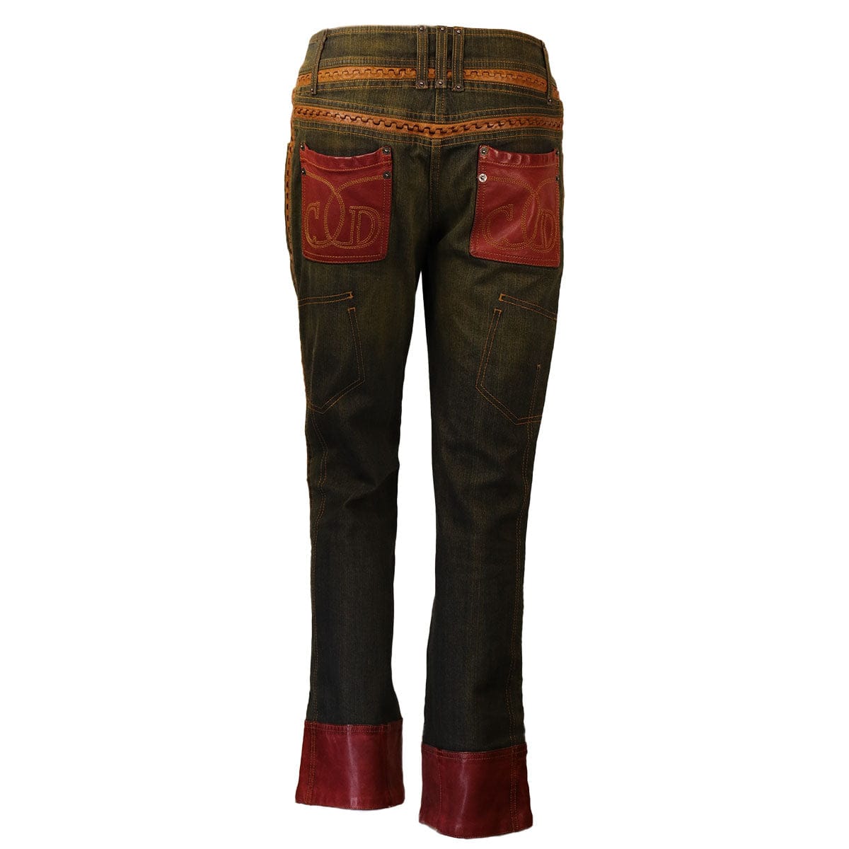 Christian Dior CHRISTIAN DIOR Denim pants with red leather details AGC2254