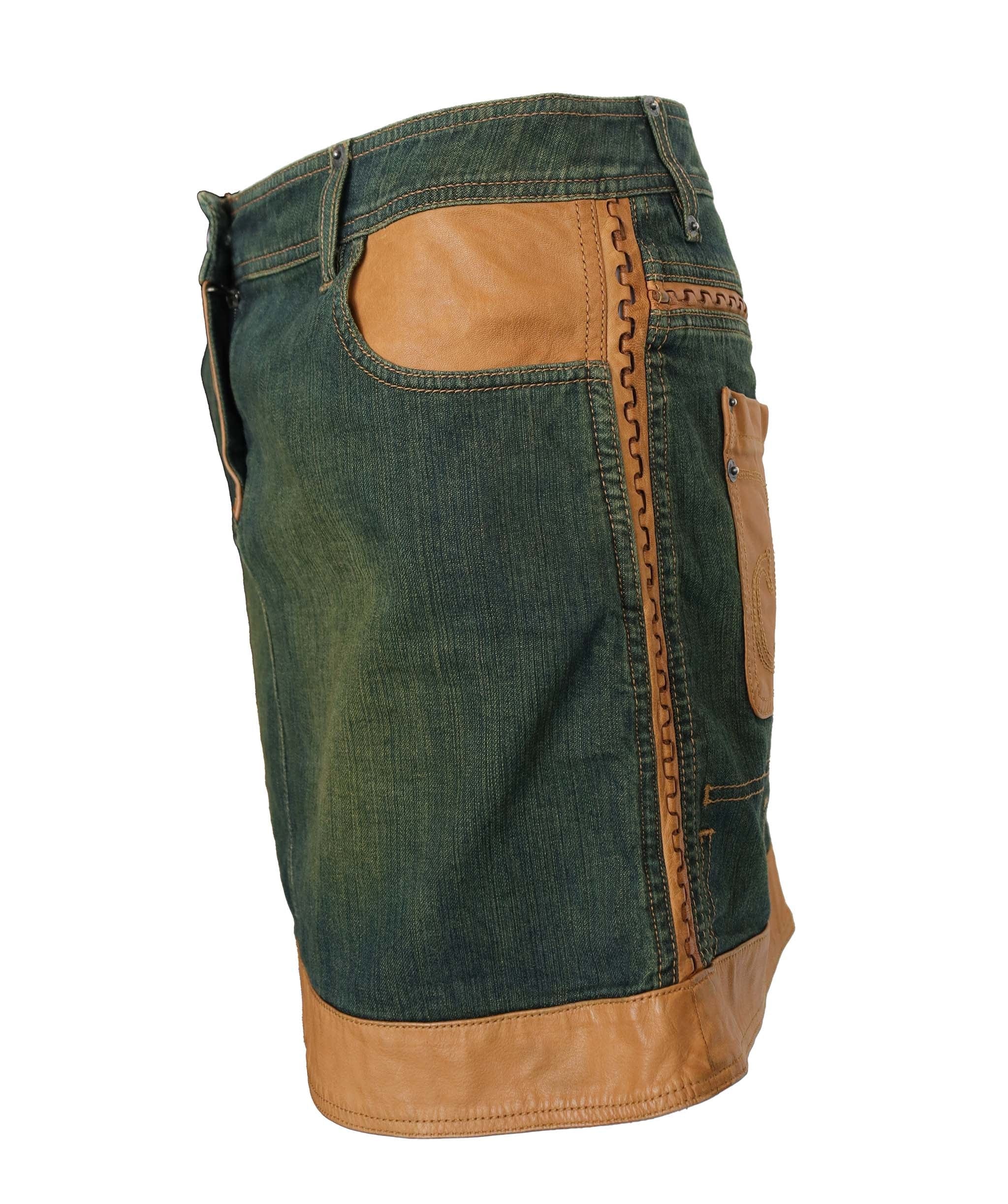 Christian Dior CHRISTIAN DIOR Denim Skirt with camel leather details AGC2253