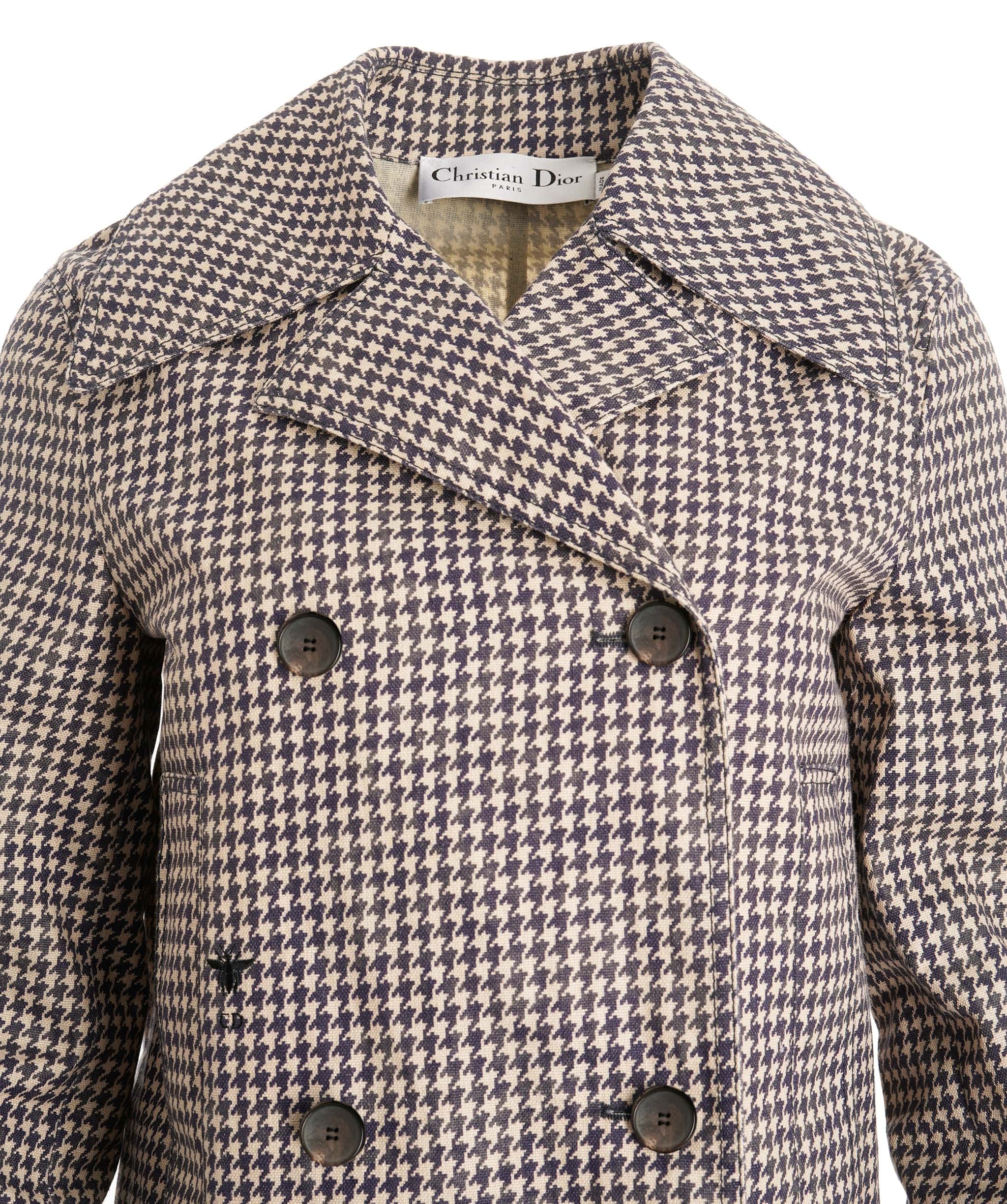 Christian Dior Christian Dior Double Breasted Jacket Navy / White Houndstooth Size 36 SKC1877