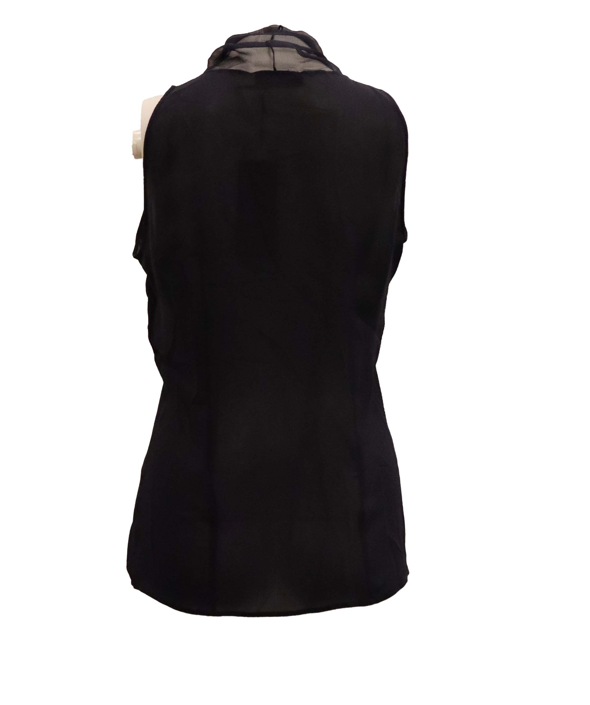 Christian Dior Christian Dior navy silk tank top blouse with bow AGC2617