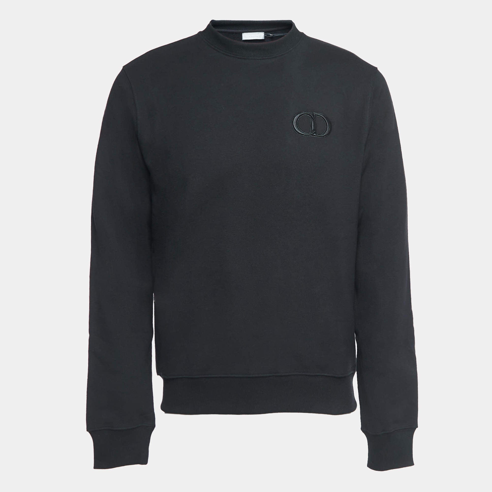 Christian Dior Dior Black Logo Embroidered Cotton Crew Neck Sweatshirt S ASCLC2421