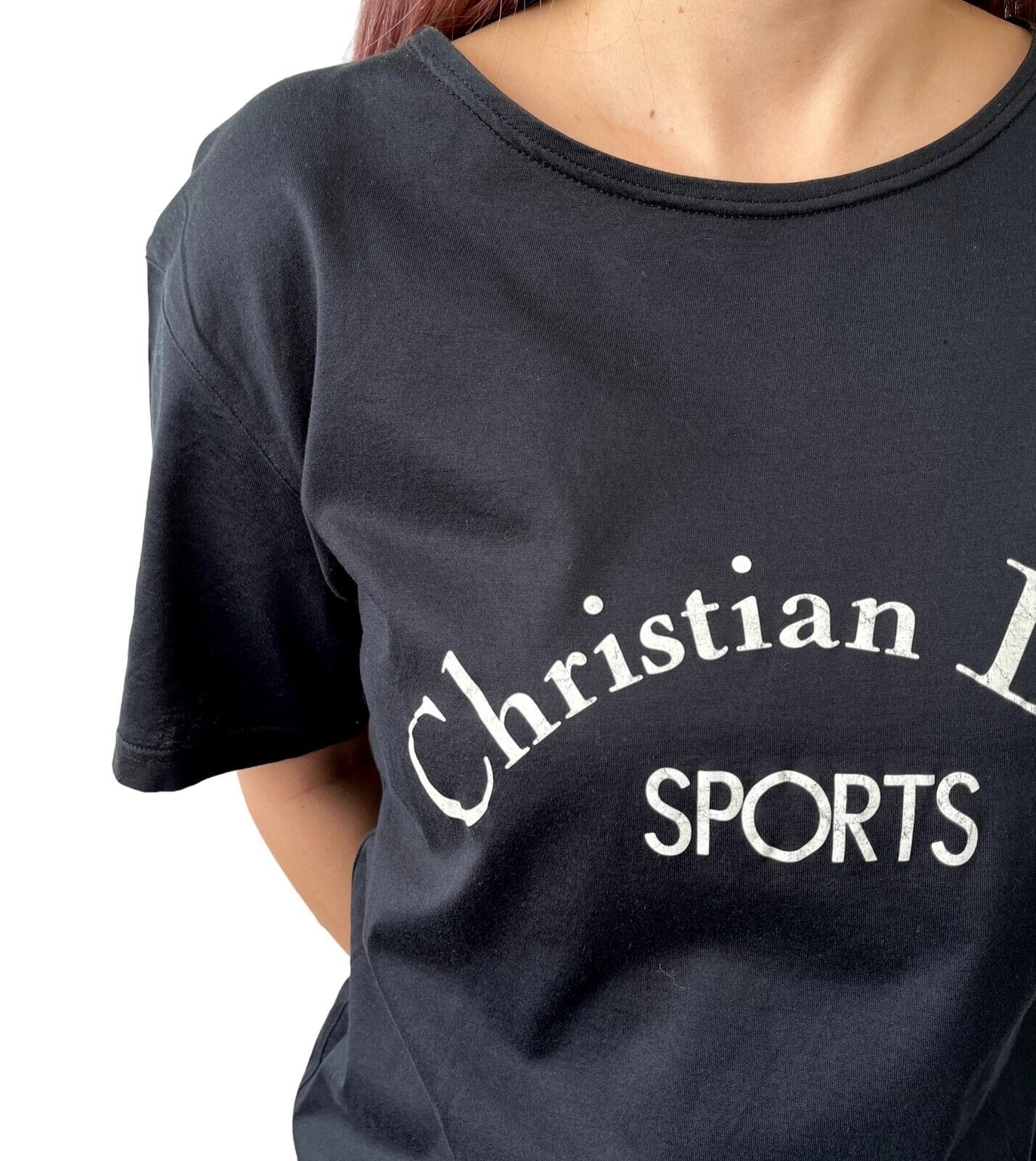 Christian Dior Christian Dior Sport Vintage Big Logo T-shirt #L Black White Cotton