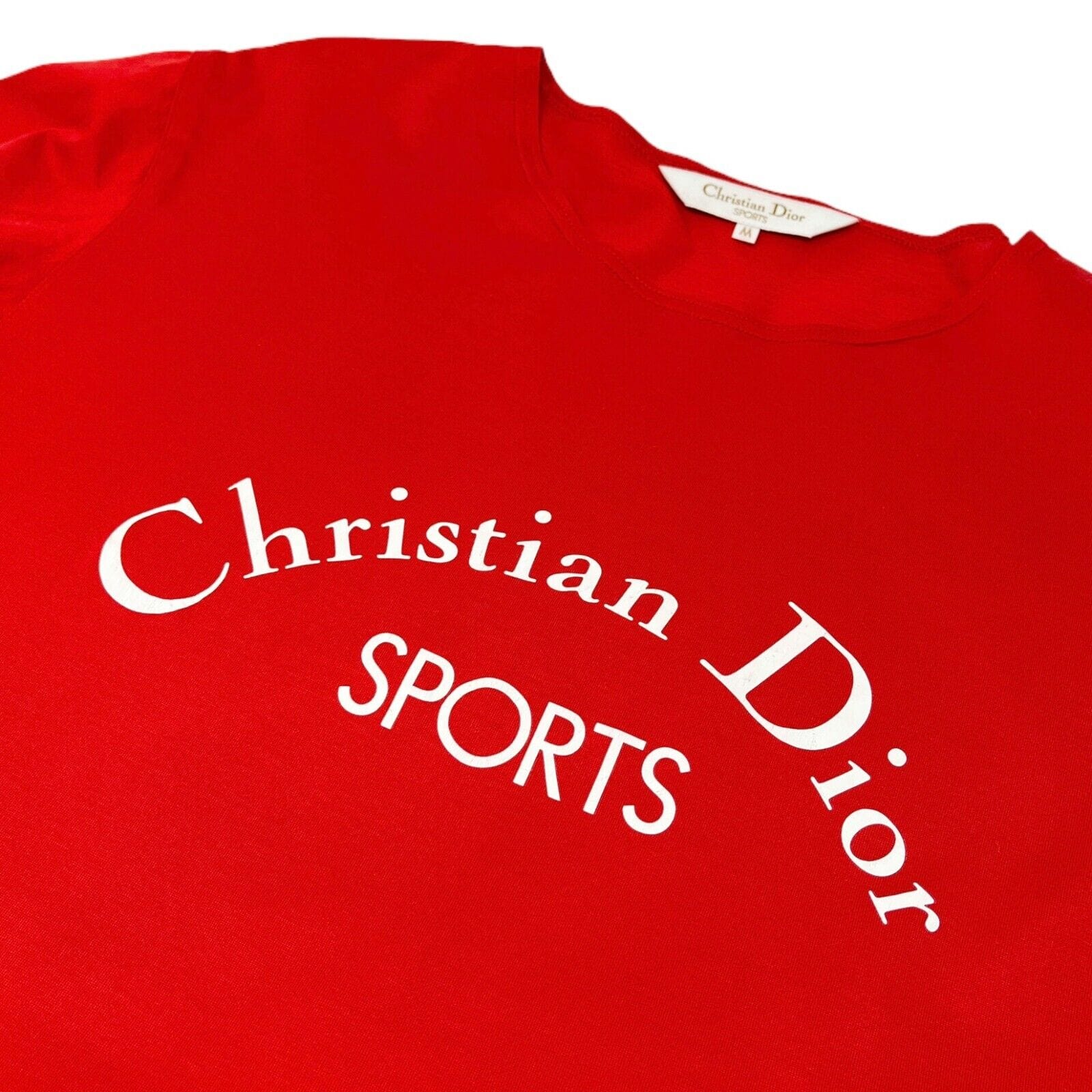 Christian Dior Christian Dior Vintage Logo Letter T-shirts #M Sport Top Red Cotton