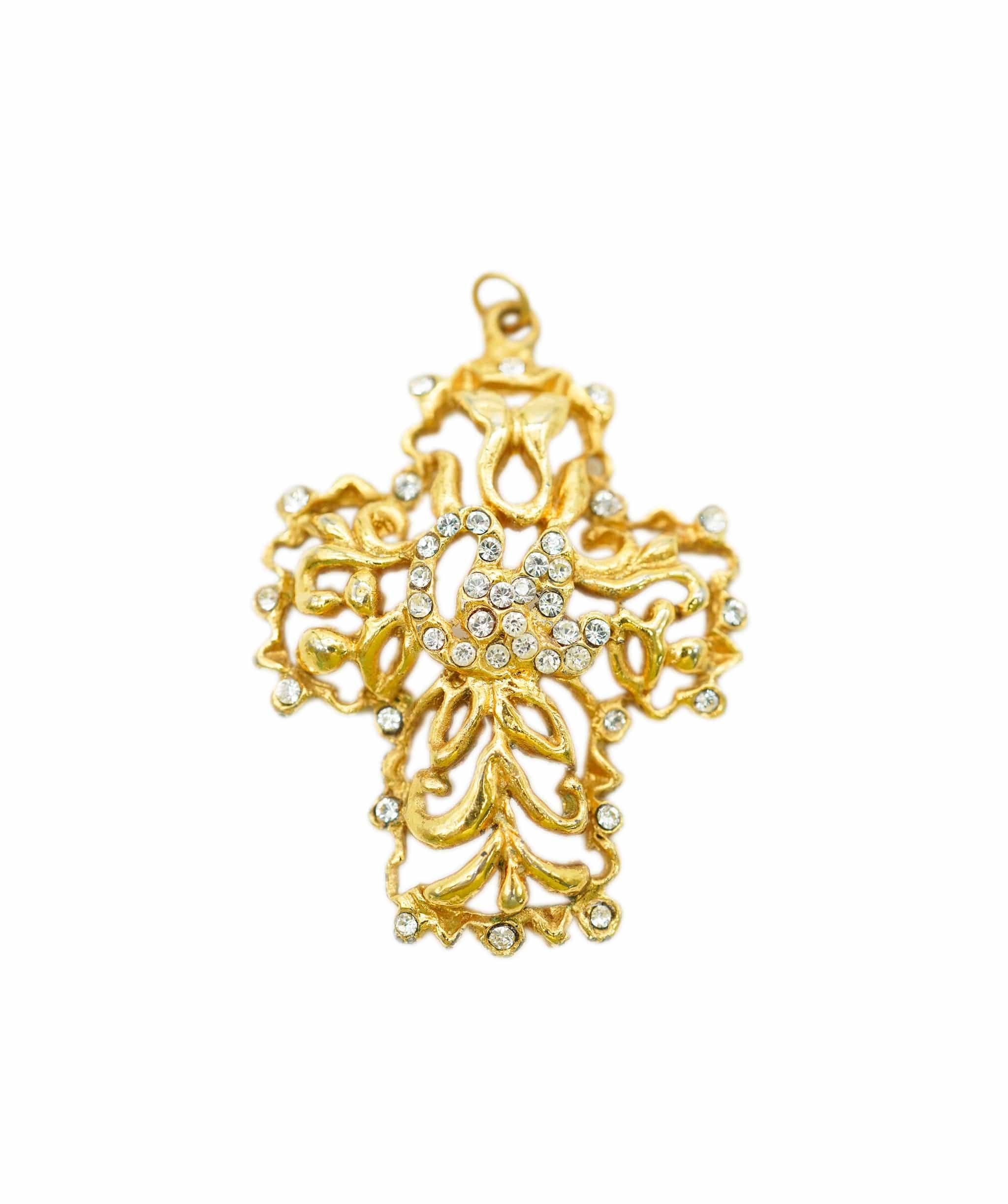 Christian Lacroix Christian Lacroix gold and strass little cross AGC1730