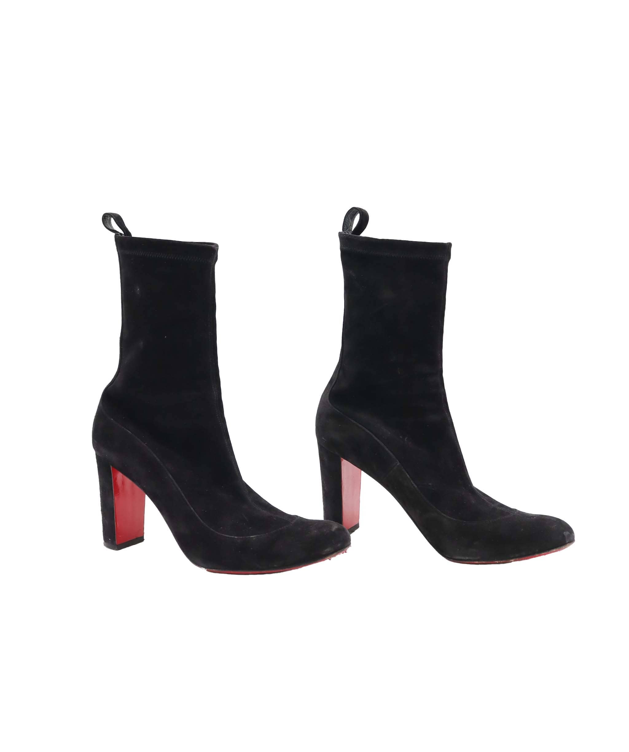 Christian Louboutin CHRISTIAN LOUBOUTIN GENA 85 ANLE BOOTS BLACK SUEDE SIZE 38 1/2 ASC7305