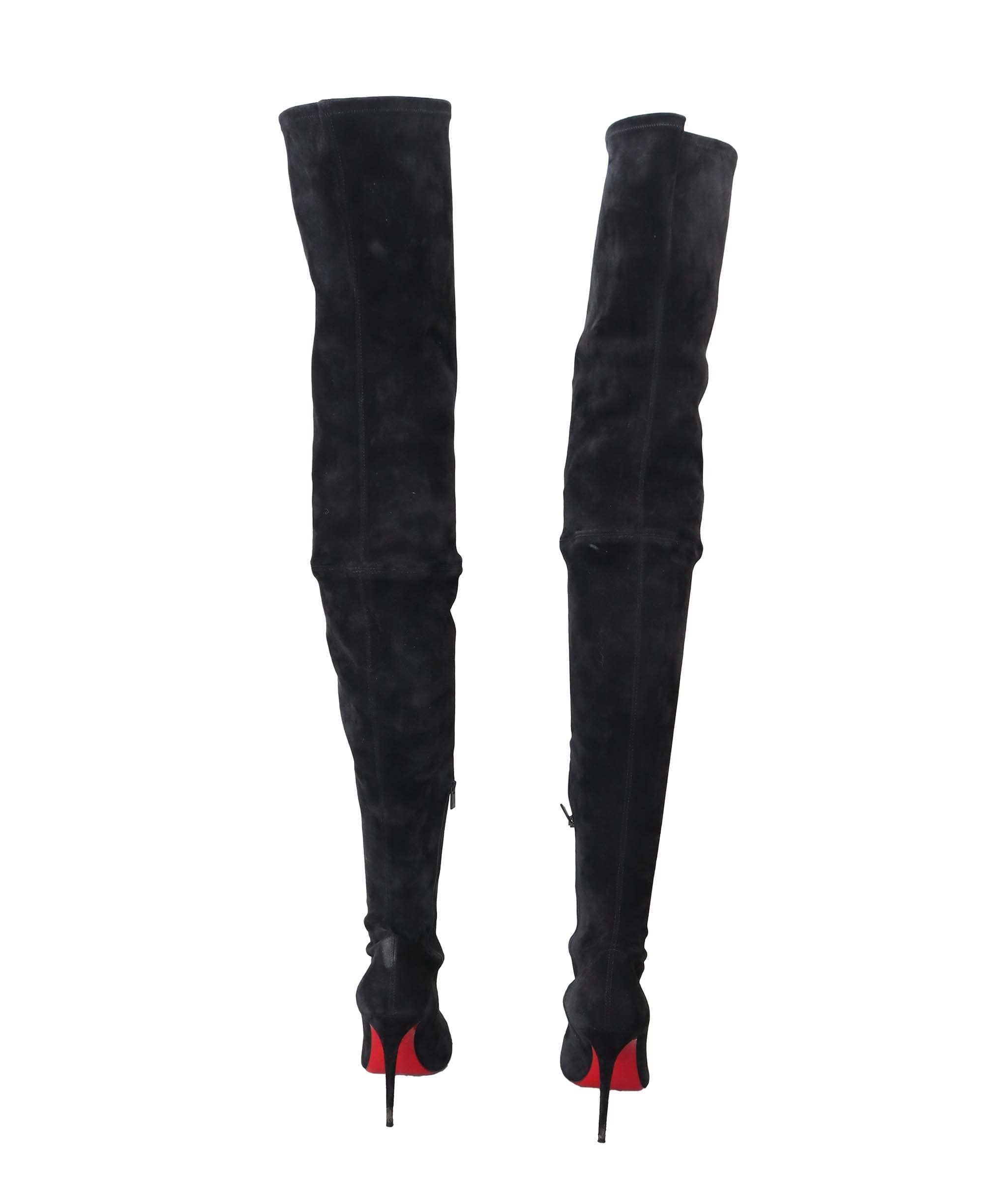 Christian Louboutin CHRISTIAN LOUBOUTIN OVER THE KNEE BOOTS BLACK SUEDE SIZE 39 ASC7301