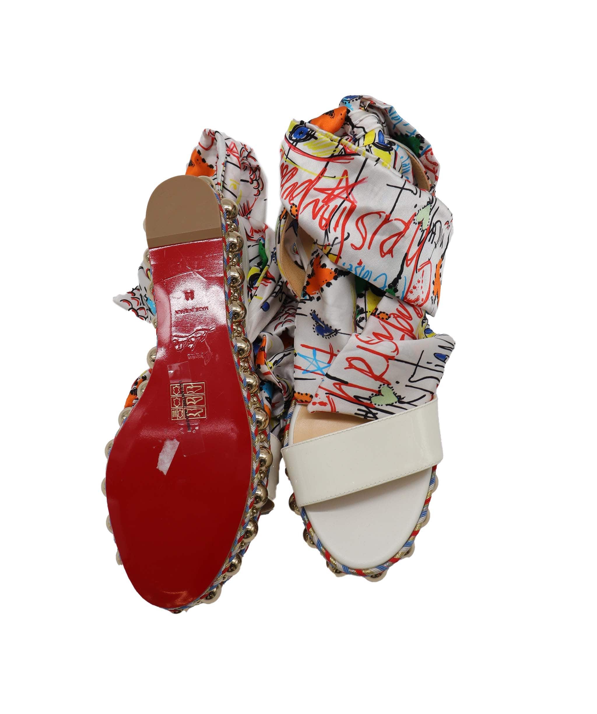 Christian Louboutin Christian Louboutin White Ribbon Wedges Size 38 AGC2096