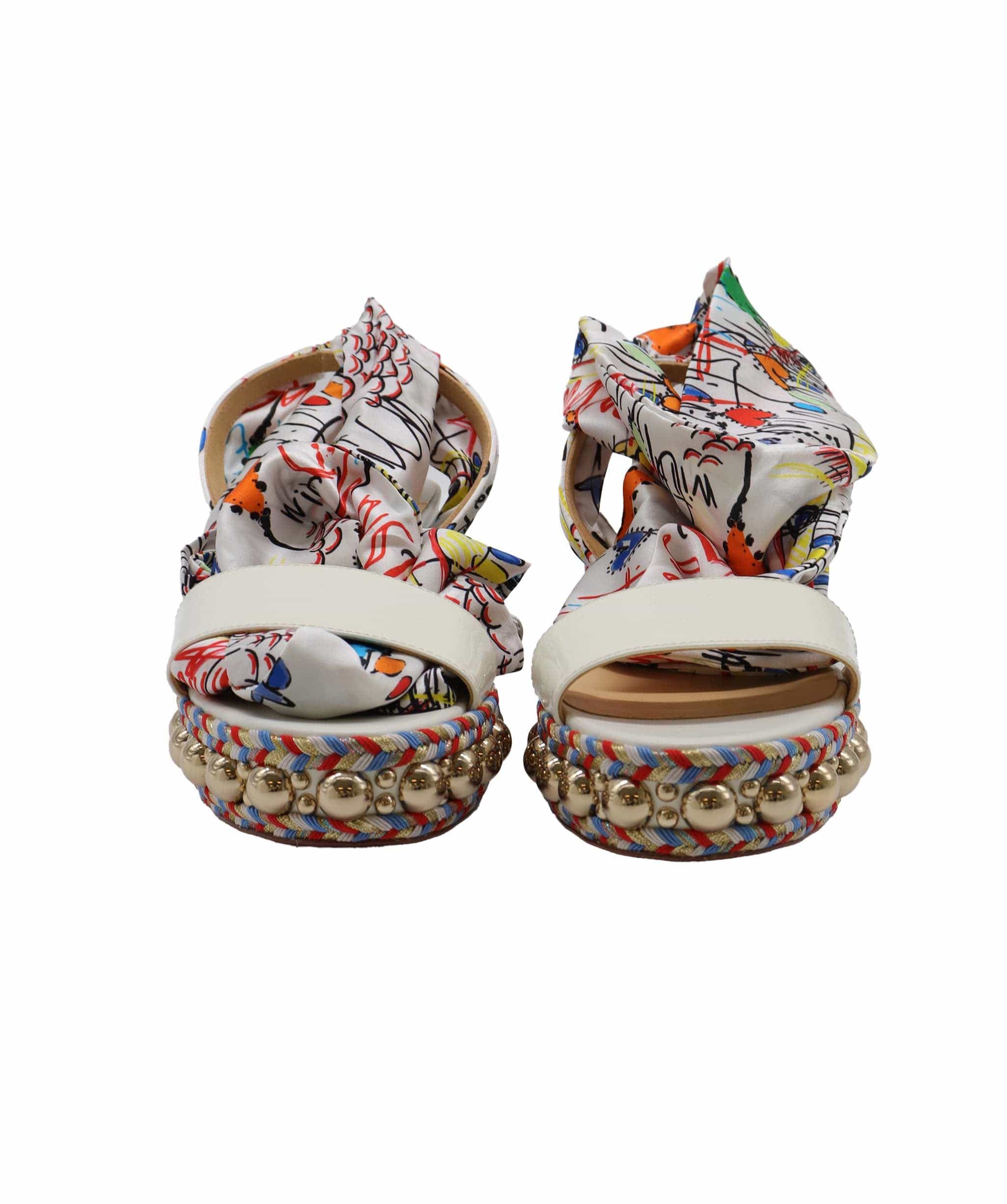 Christian Louboutin Christian Louboutin White Ribbon Wedges Size 38 AGC2096