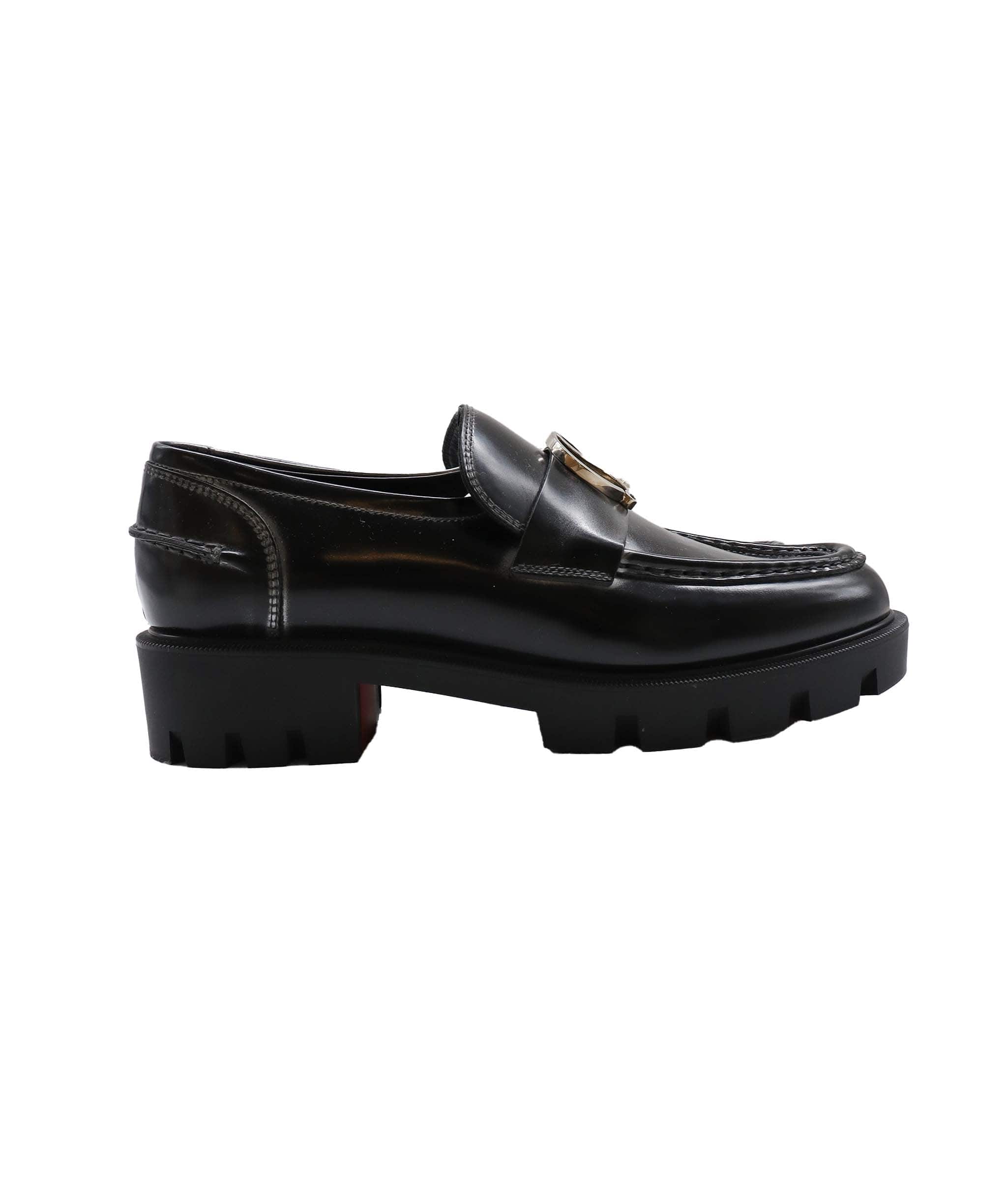 Christian Louboutin Louboutin Black Leather Loafers Size 38.5 AGC2020