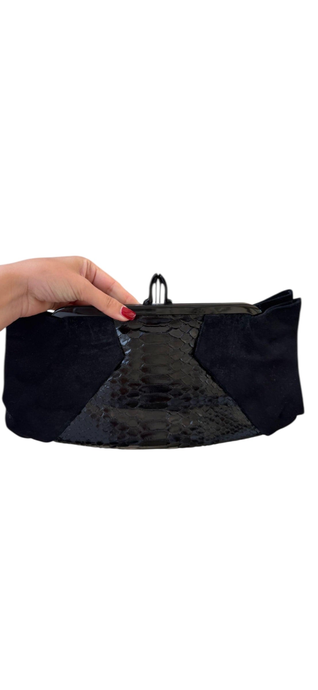 Christian Louboutin Suede Bow Clutch