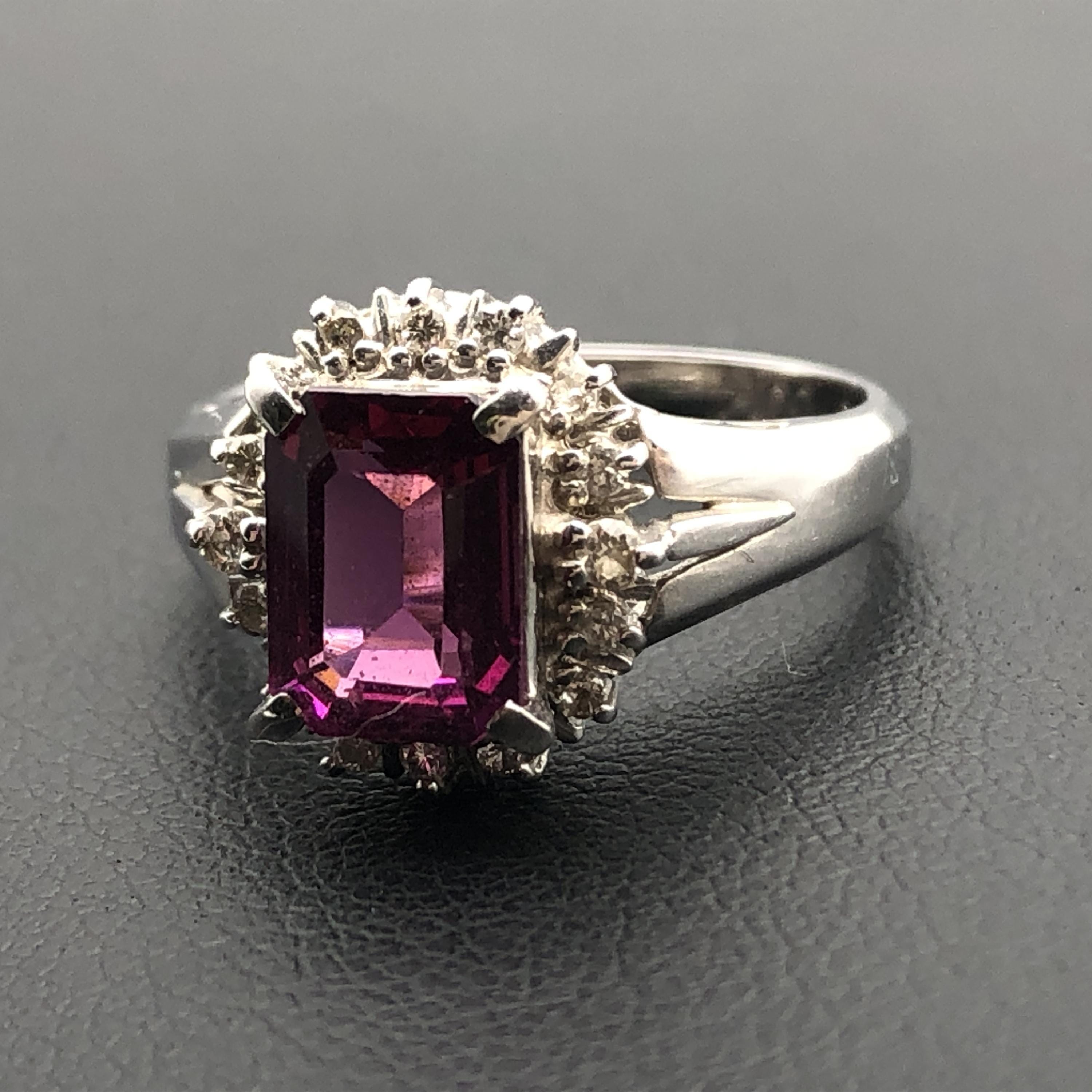 Custom Jewelry Custom Jewelry 1P Garnet & Diamond Ring, G(1.85ct), D(0.14ct), PT900, 6.4g, US Size 6, Sorting Included C387044