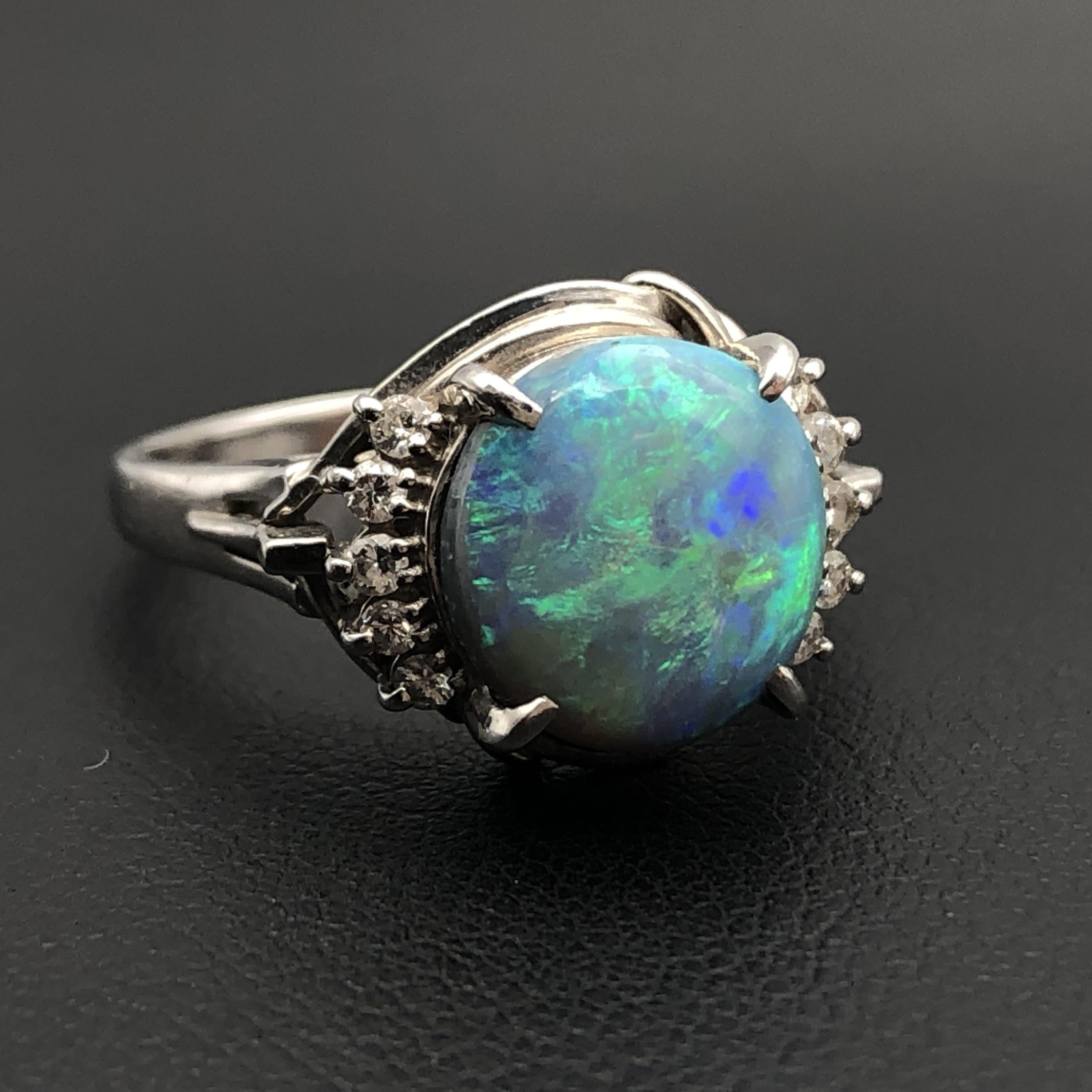 Custom Jewelry Custom Jewelry 1P Opal & Diamond Ring, O(2.75ct), D(0.15ct), PT900, 6.4g, US Size 7 C355492