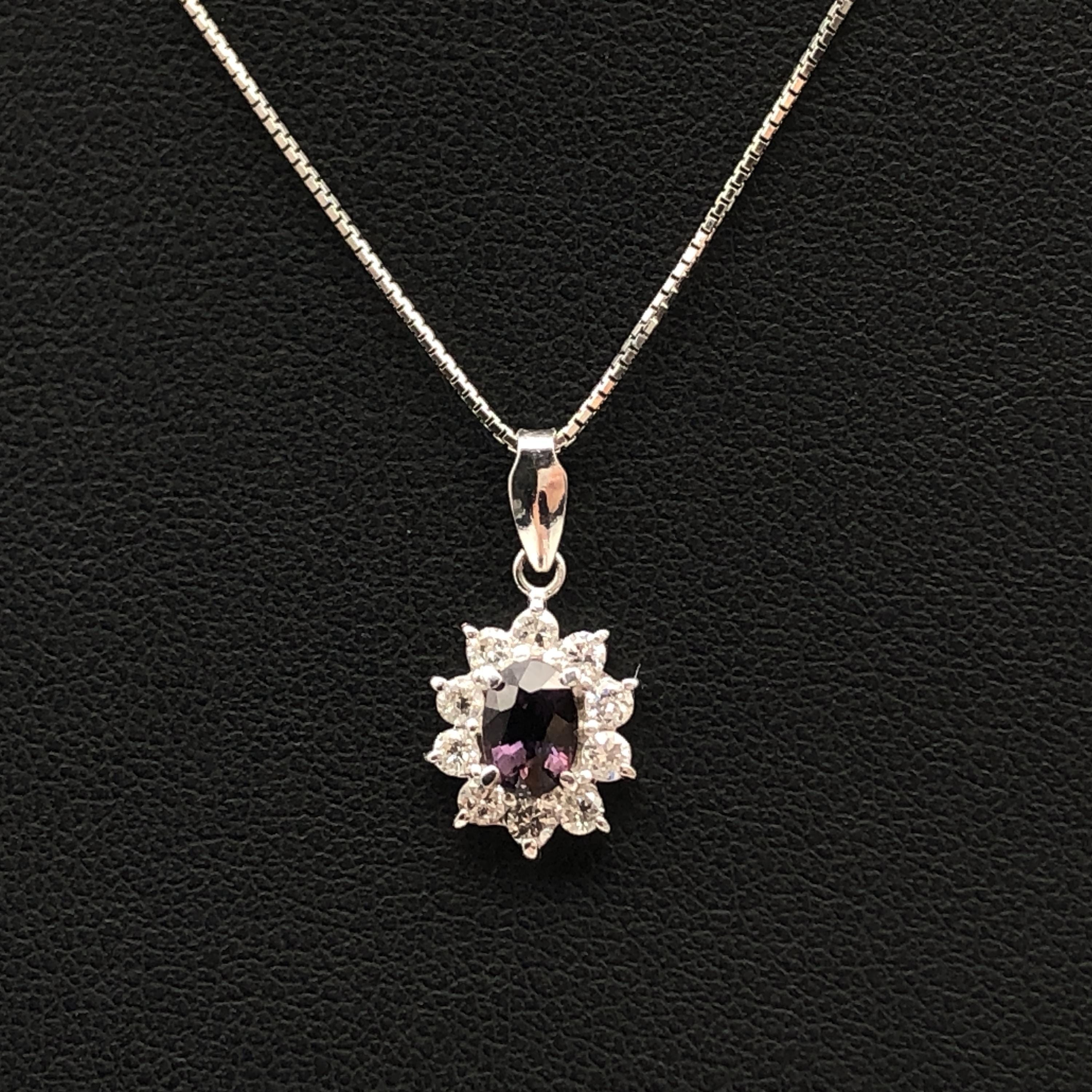 Custom Jewelry Custom Jewelry 1P Purple Sapphire & Diamond Necklace, PT900/PT850, 3.4g, 16inch C366337